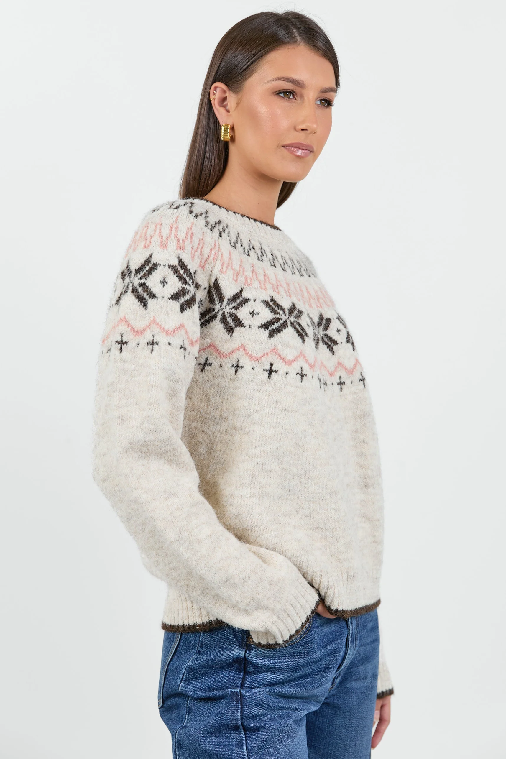 Climate Oat Fairisle Detail Mock Neck Jumper - Image 5