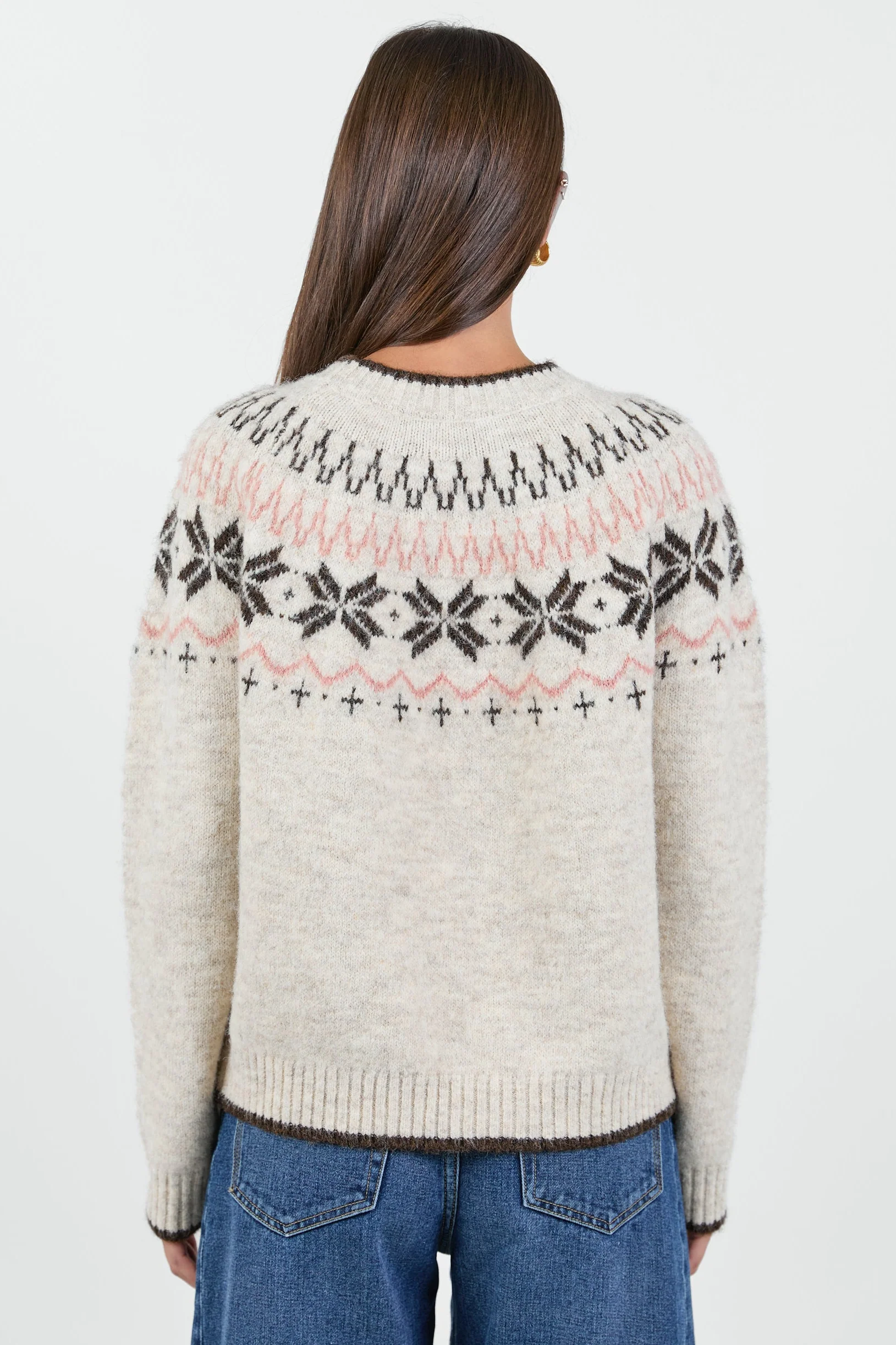 Climate Oat Fairisle Detail Mock Neck Jumper - Image 7