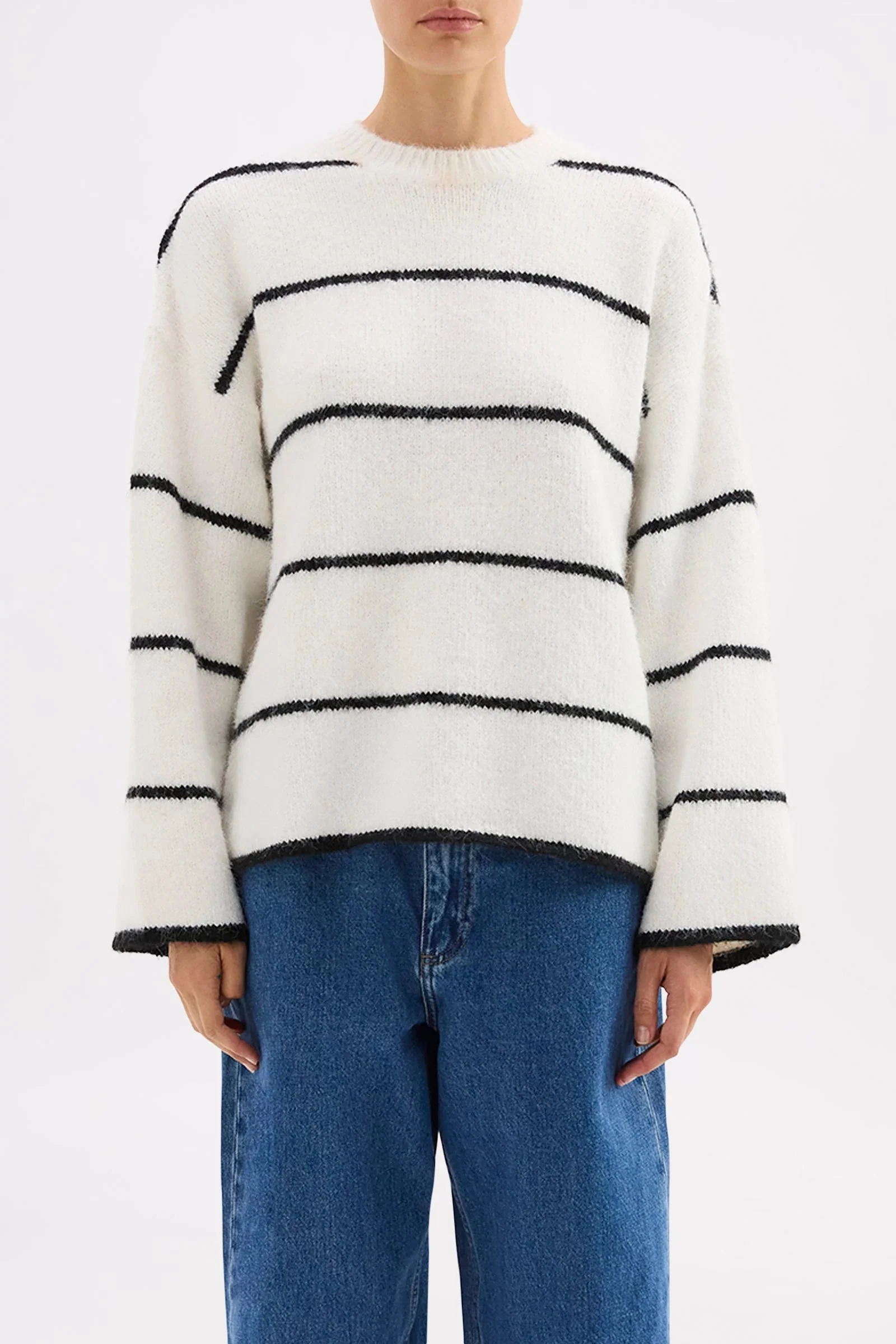 Colter Ivory Black Stripe Crew Knit - Image 3