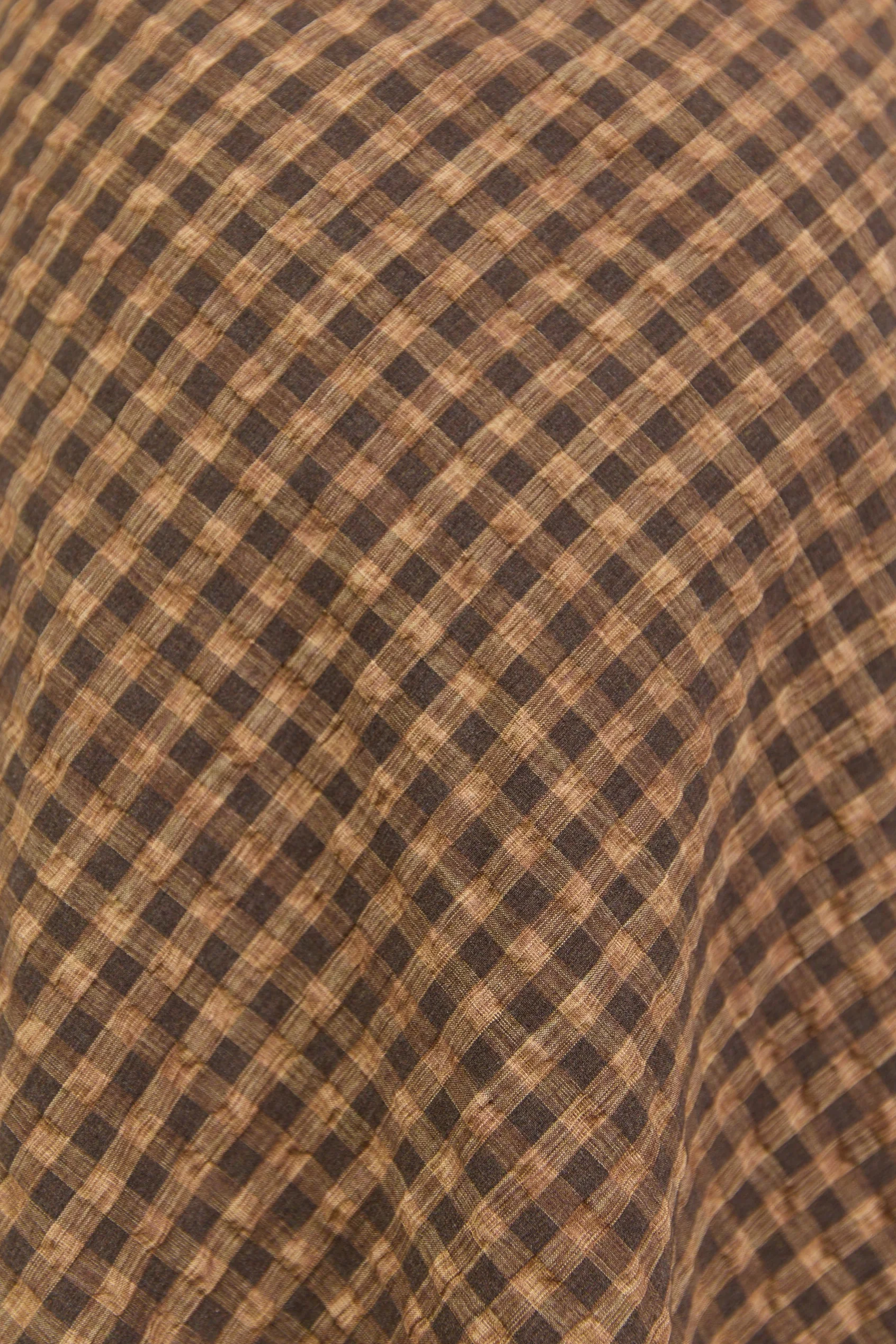 Companion Chocolate Caramel Check Cotton Blend Bias Maxi Skirt - Image 7