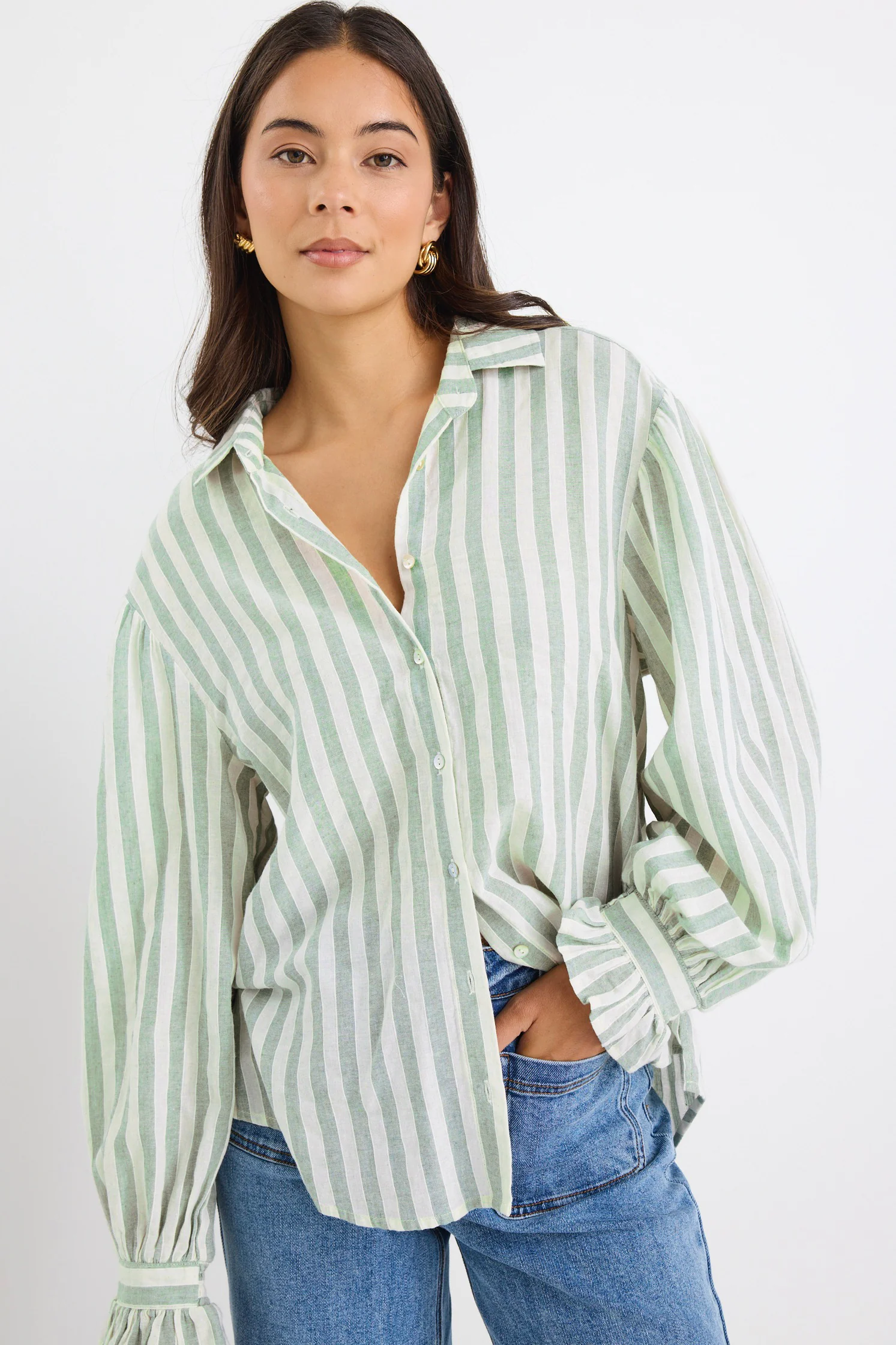 Connection Moss Stripe Drop Shoulder LS Shirt - Image 2