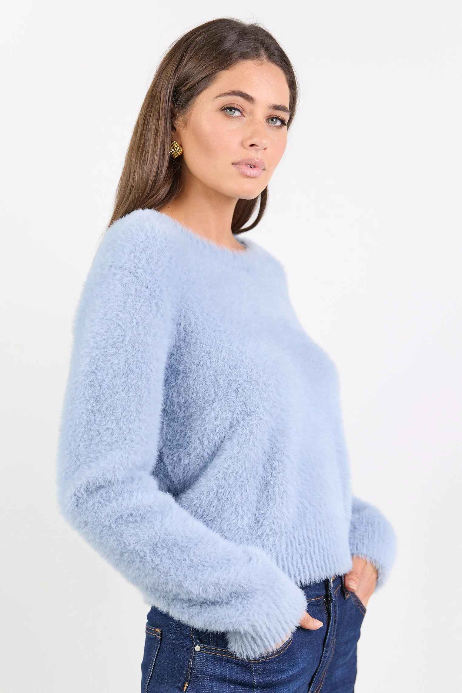 Consequence Light Blue Fluffy Knit Jumper - Image 6