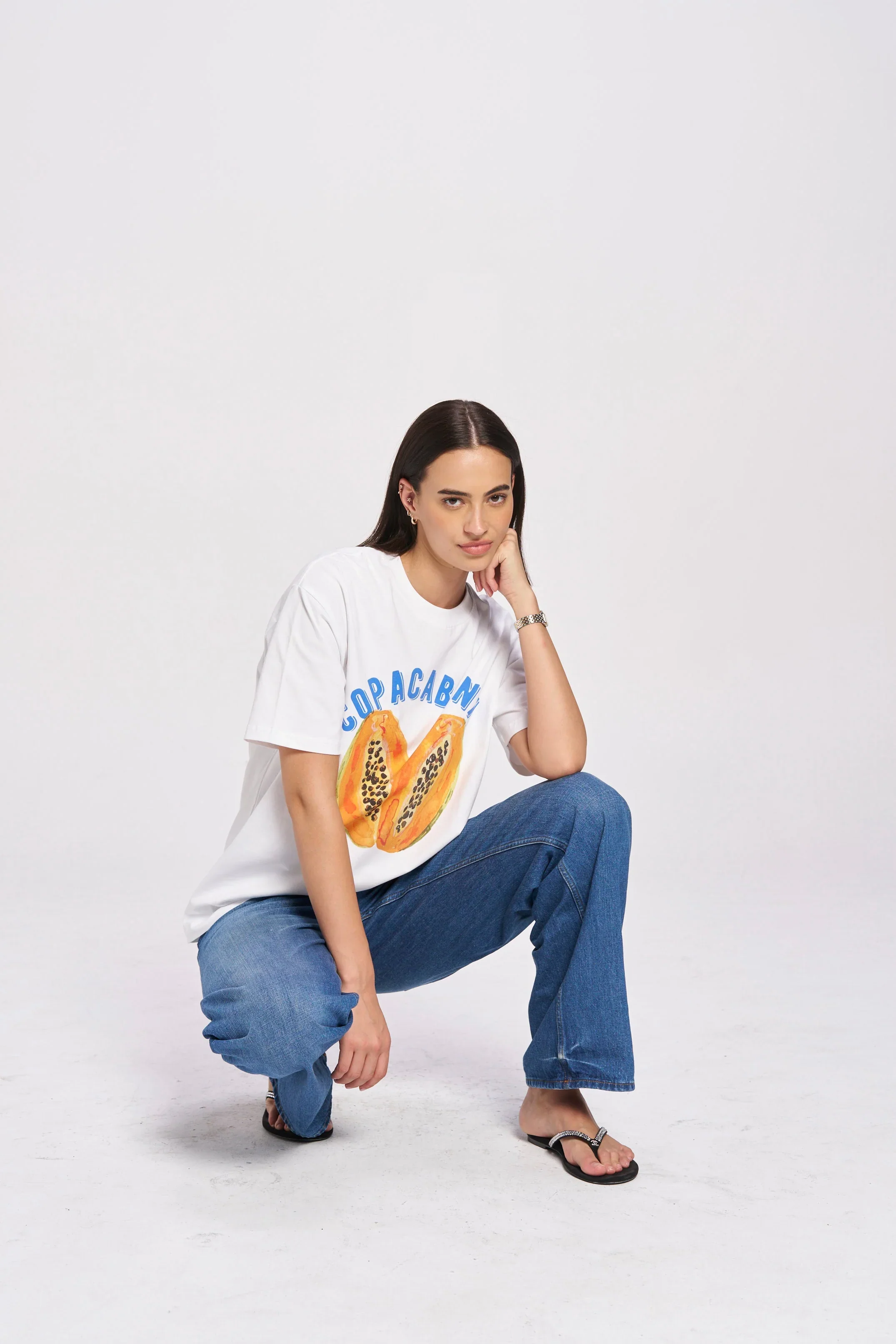 Copacabana White Fruit Print Oversized Tee - Image 5