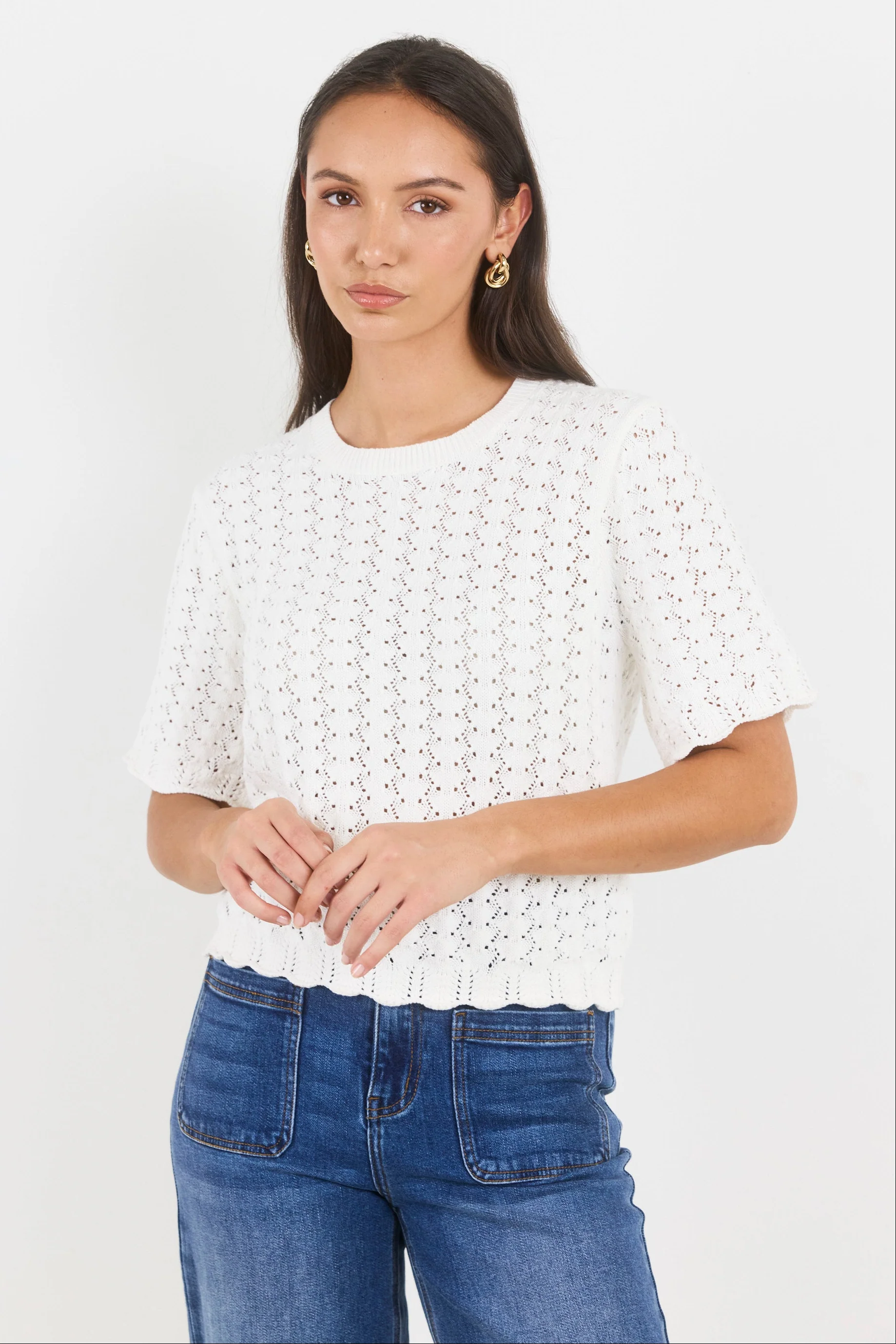 Dainty Ivory Lace Knit Tee