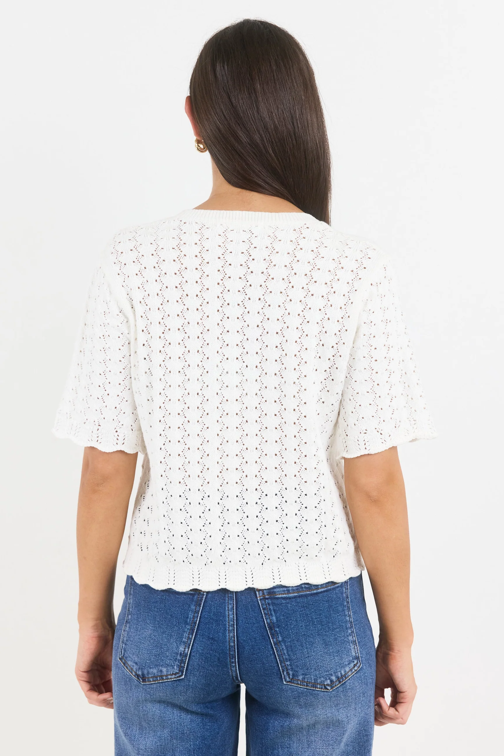 Dainty Ivory Lace Knit Tee - Image 3