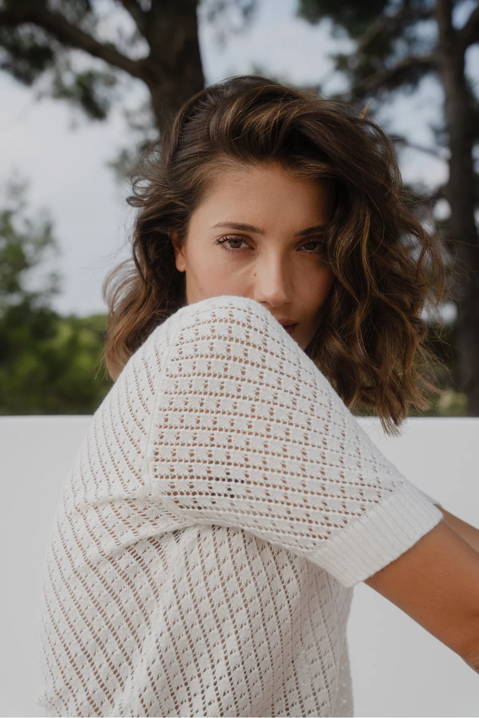 Dapple Ivory Boxy Knit Lace Tee - Image 5