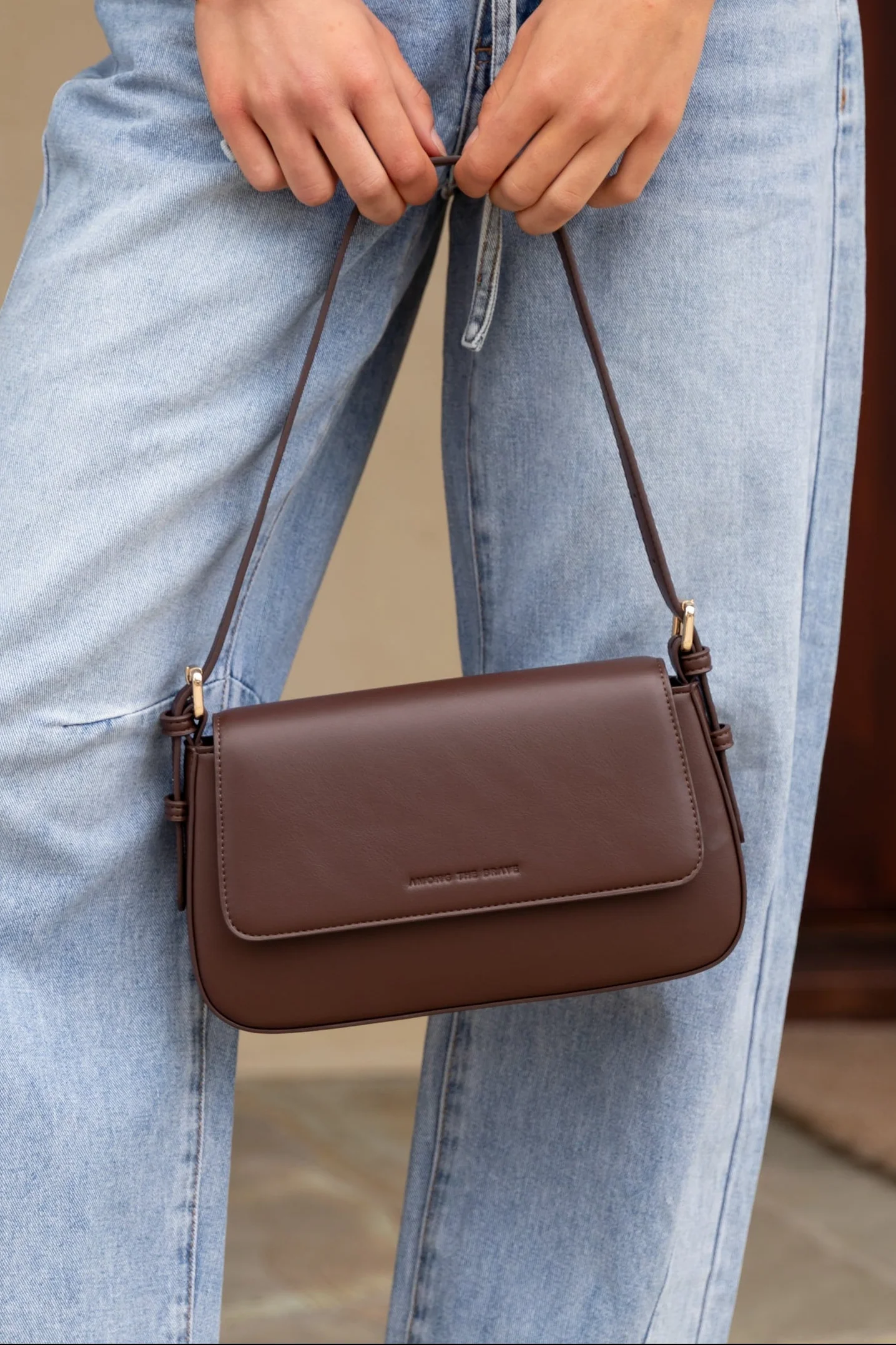 Date Night Dark Coffee PU Leather Shoulder Bag - Image 3