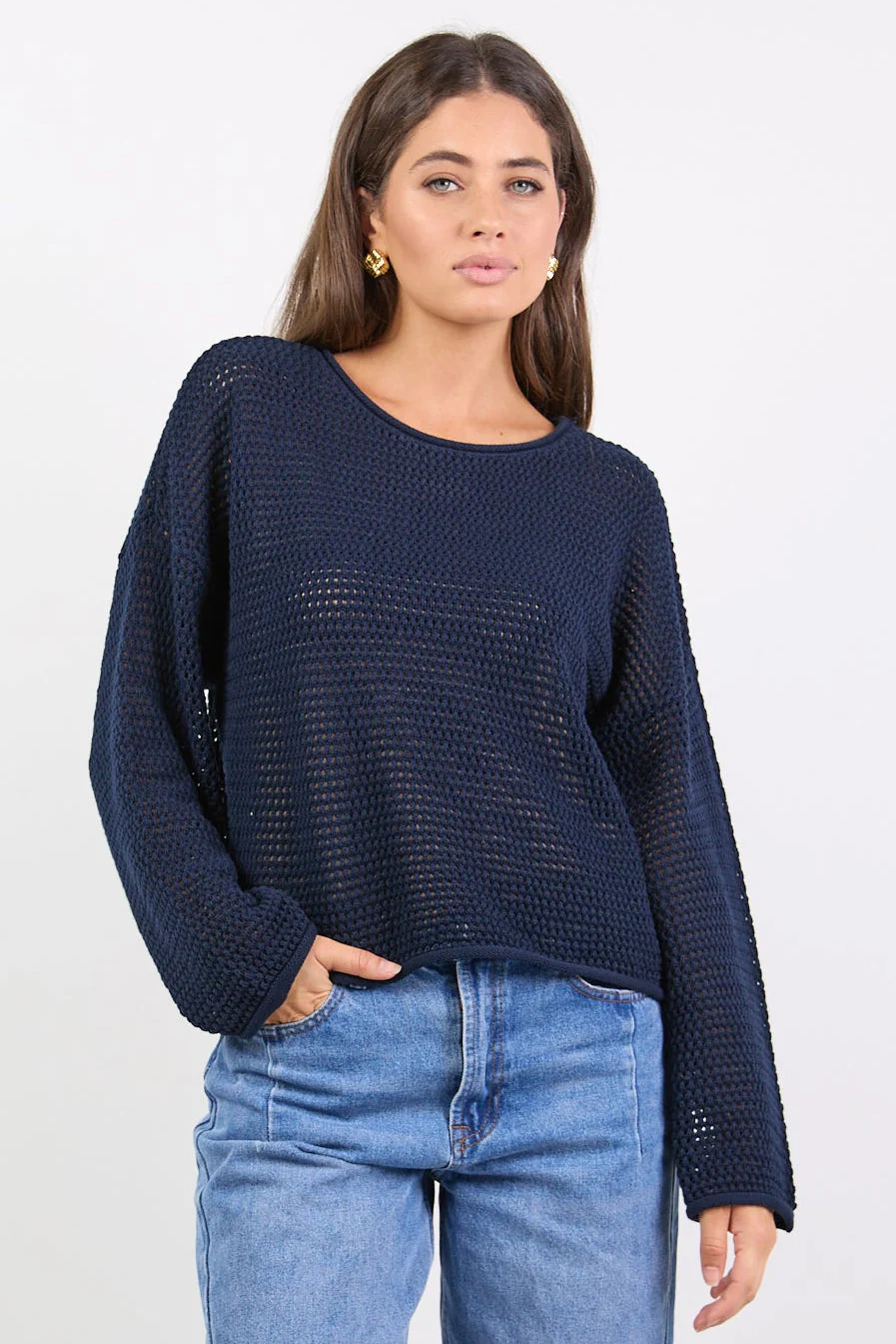 Dawn Ink Crochet Knit Jumper - Image 2