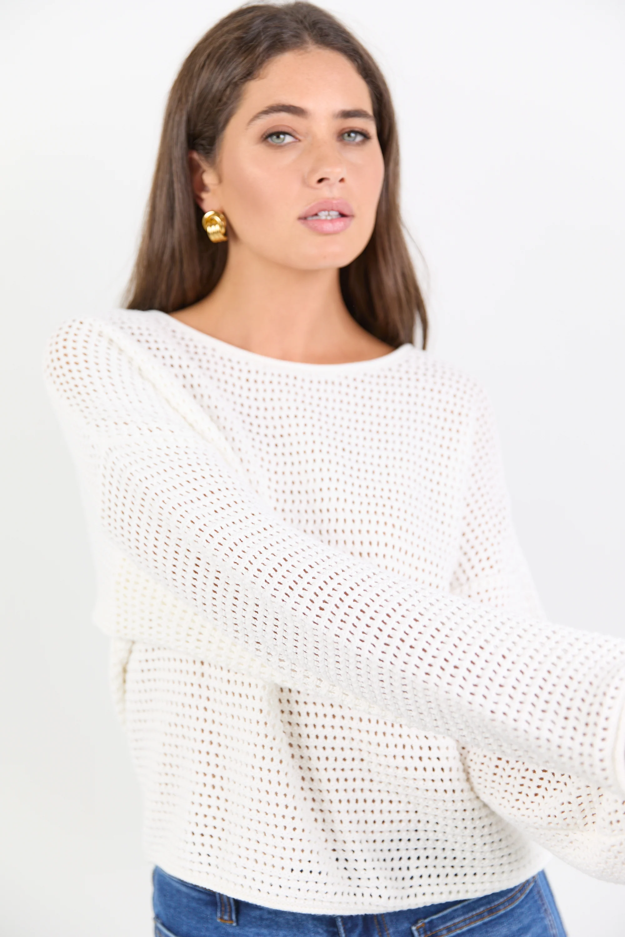 Dawn Ivory Crochet Knit Jumper - Image 4