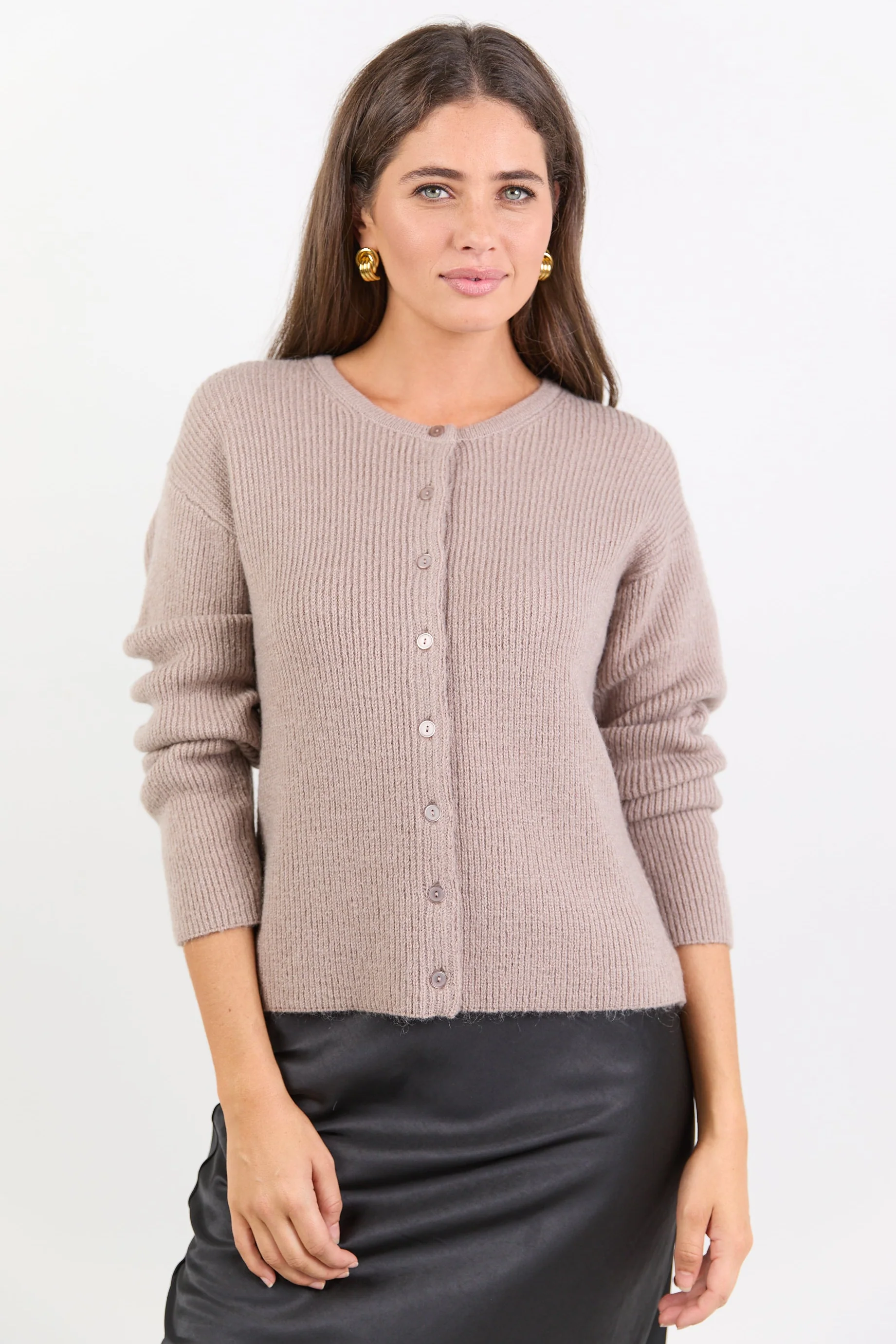 Daydream Mushroom Crewneck Rib Fluffy Cardigan