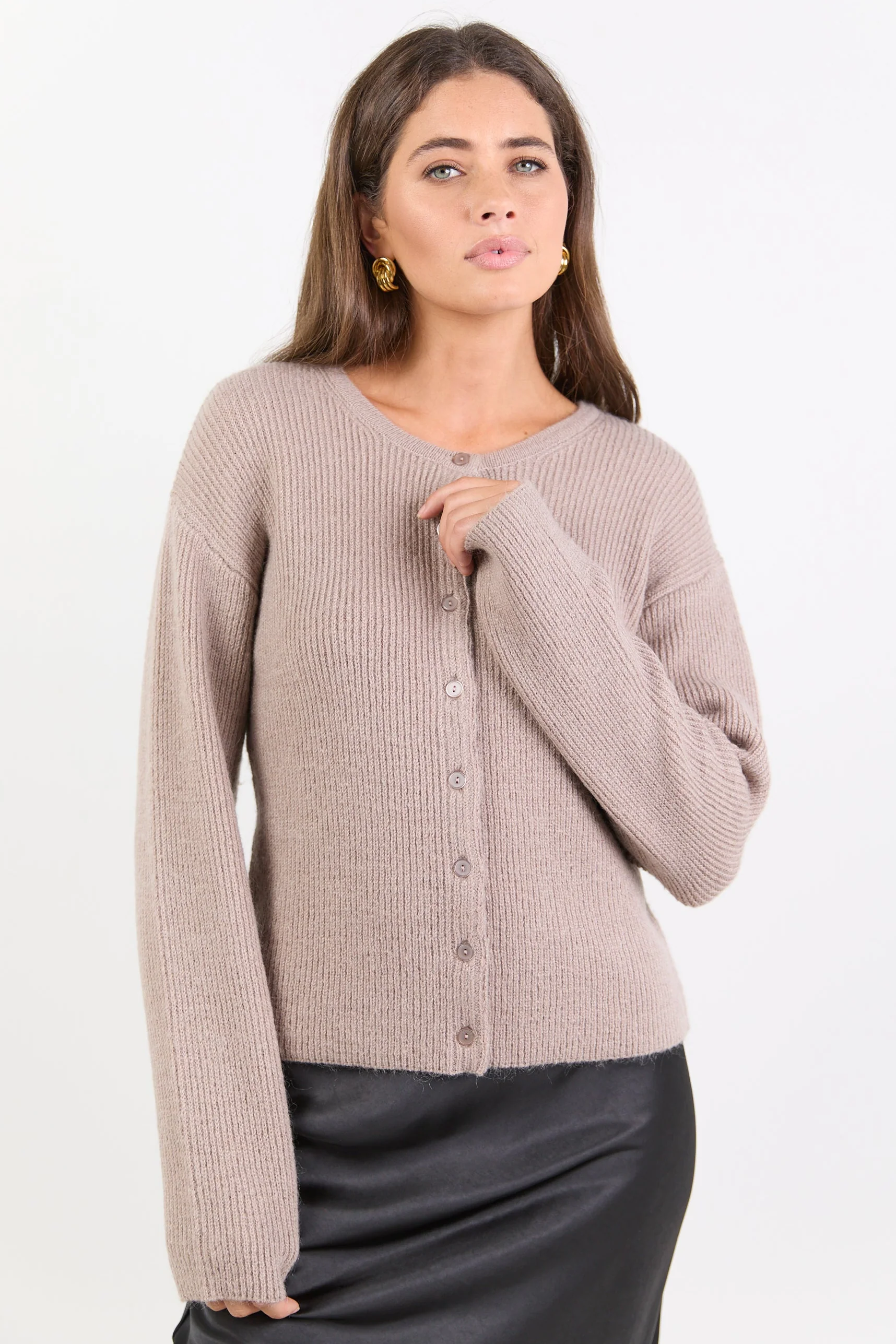 Daydream Mushroom Crewneck Rib Fluffy Cardigan - Image 2