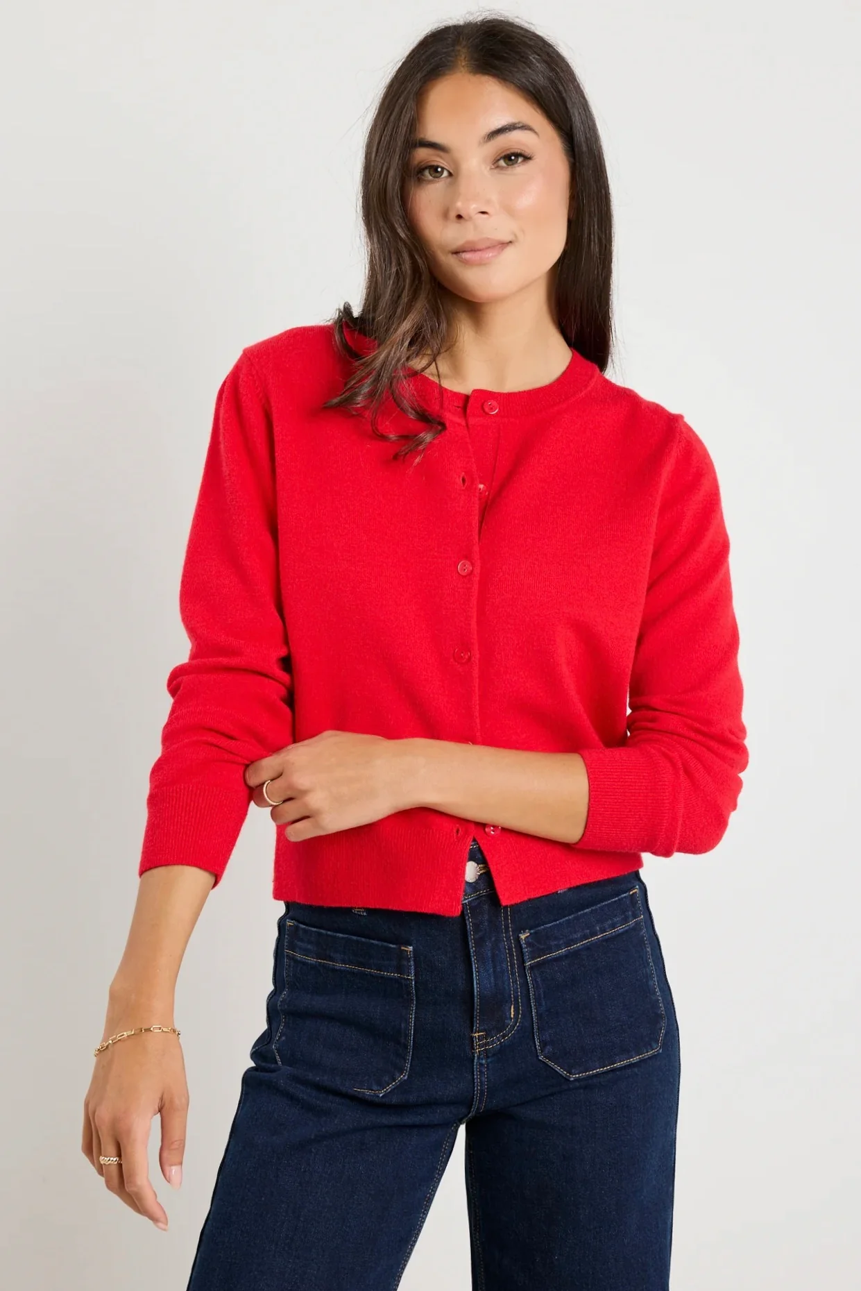 Dedication Red Cashmere Blend Crewneck Cardigan