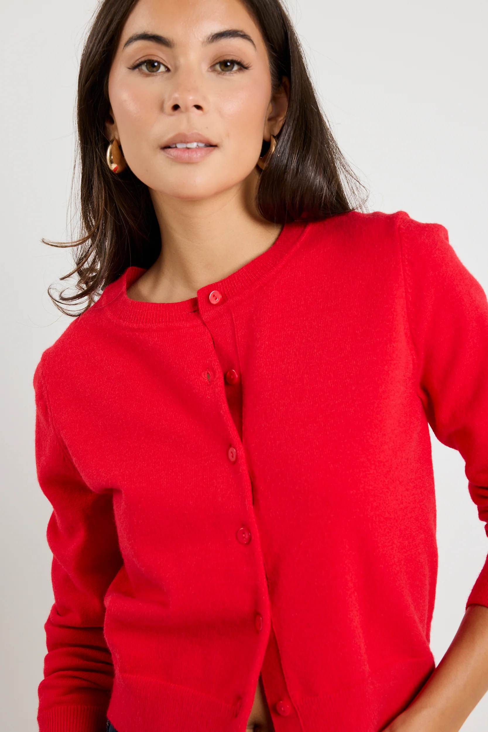 Dedication Red Cashmere Blend Crewneck Cardigan - Image 2