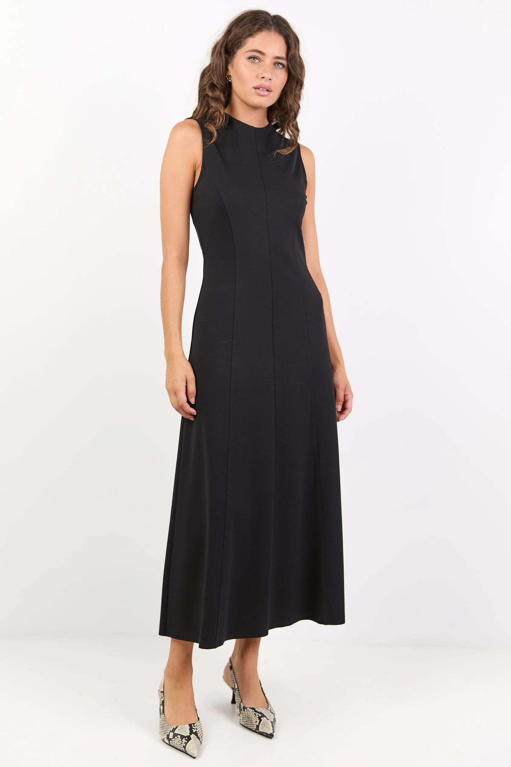 Define Black Panelled Sleeveless Maxi Dress - Image 2