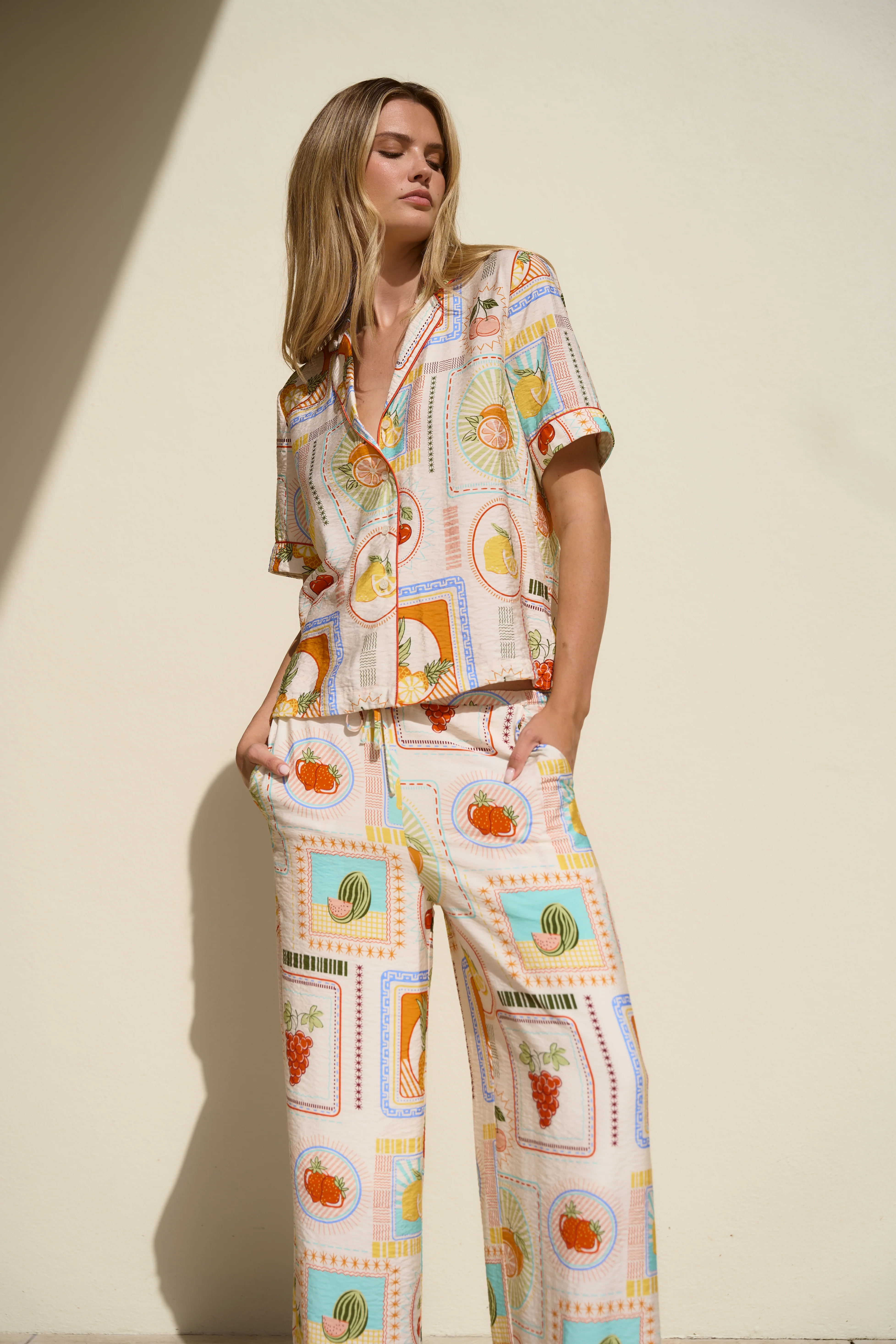 Destination Cream Tropical Postcard SS Shirt - Image 2