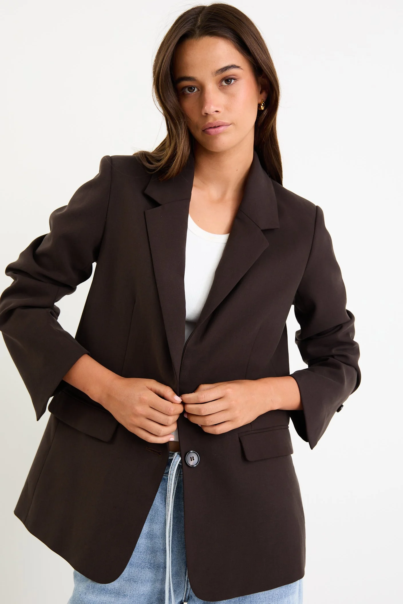 Diploma Dark Chocolate Two Button Vent Sleeve Blazer - Image 3
