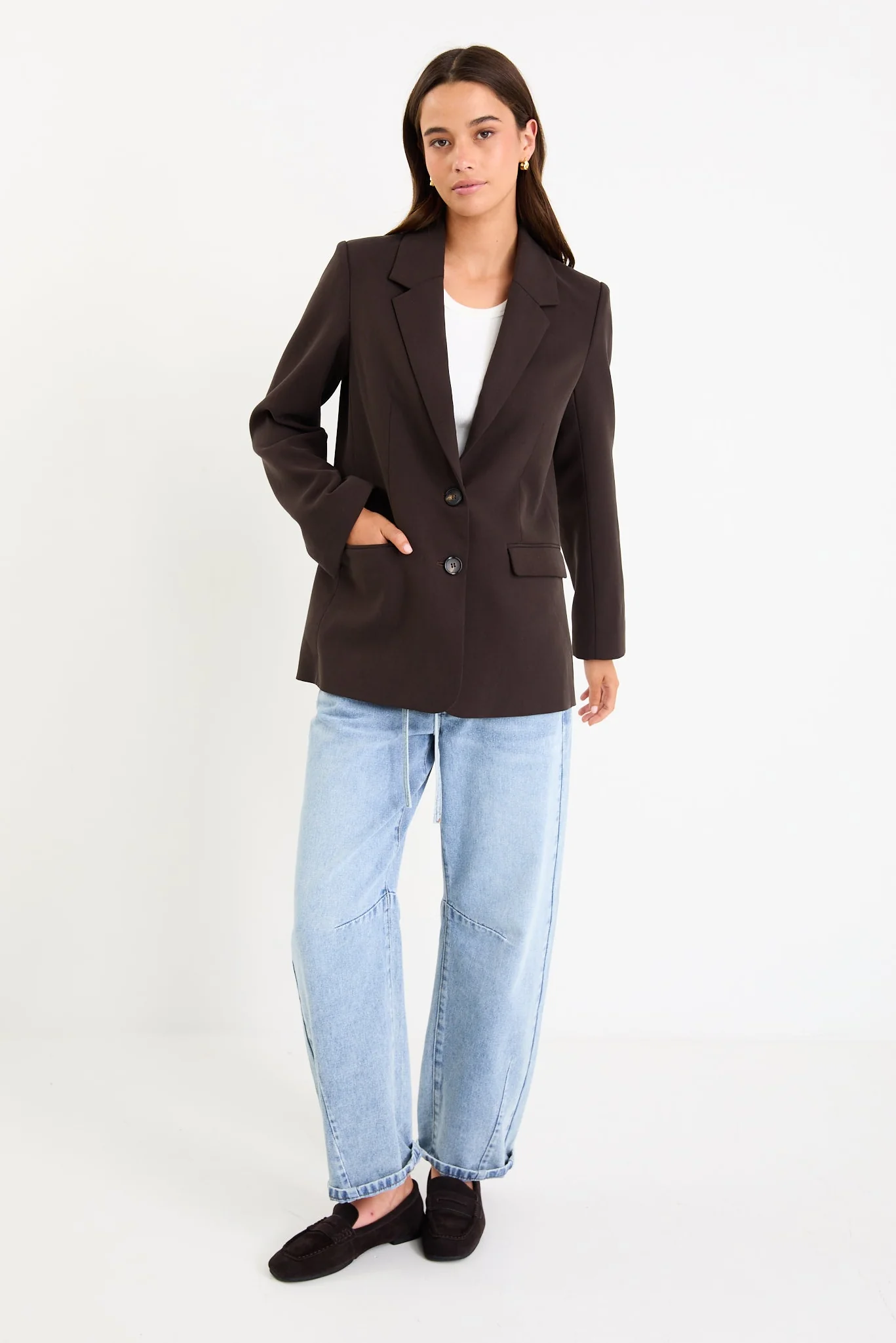 Diploma Dark Chocolate Two Button Vent Sleeve Blazer - Image 9