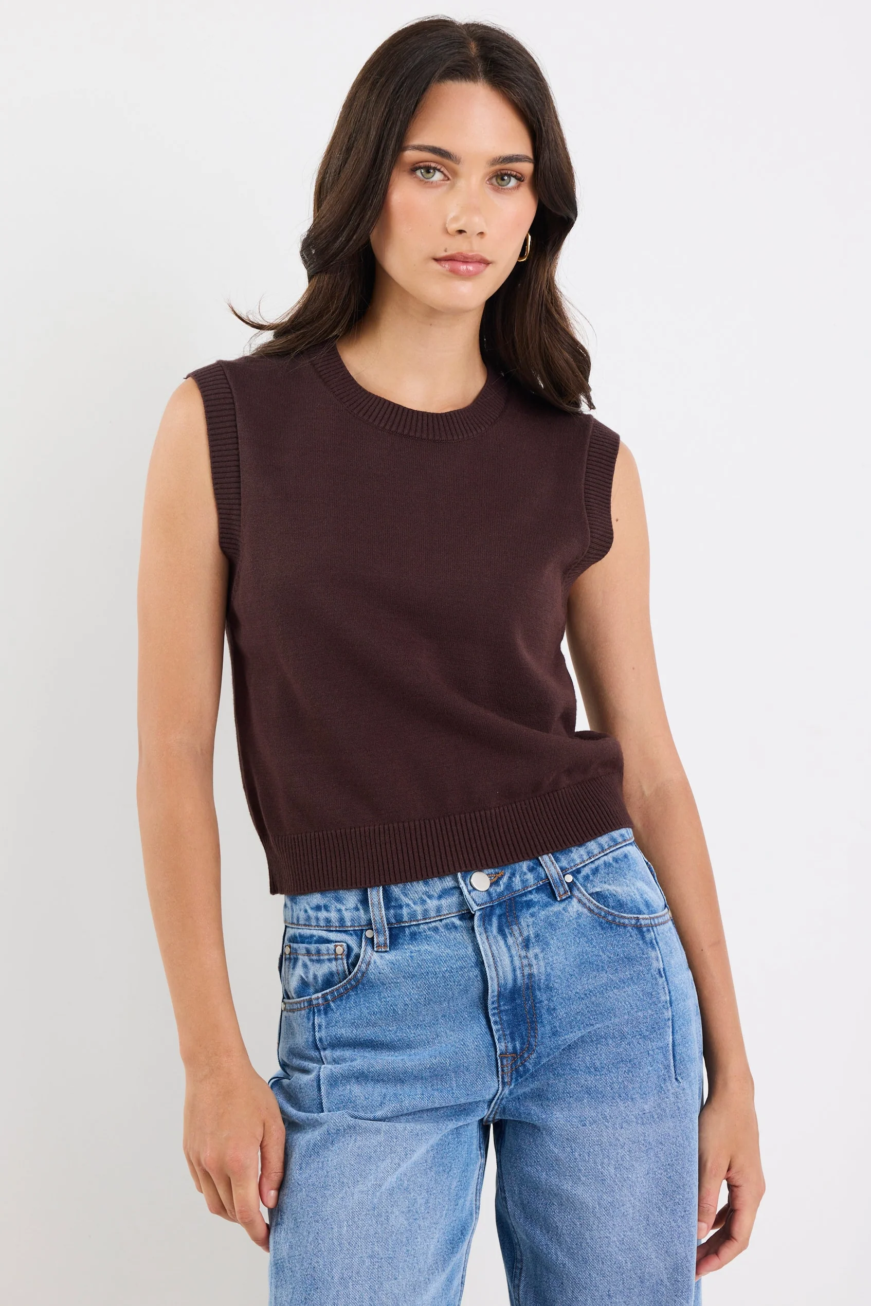 Distance Chocolate Crewneck Knit Vest - Image 3