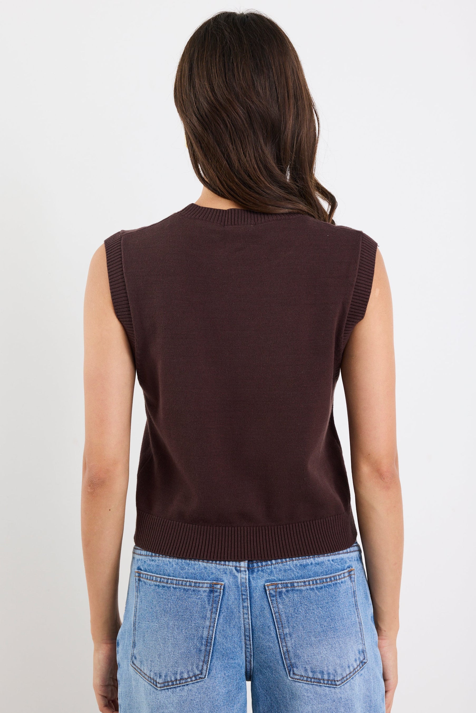 Distance Chocolate Crewneck Knit Vest - Image 4