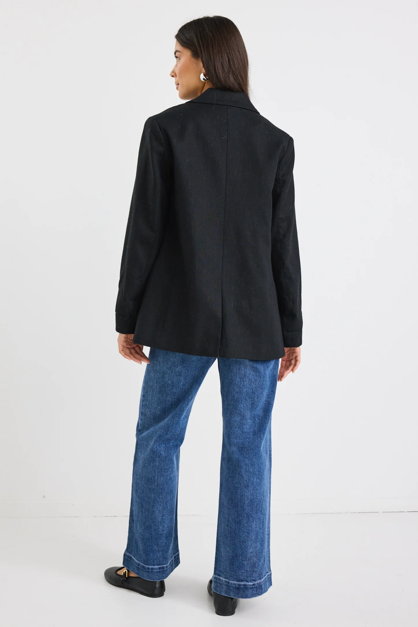 Dock Black Ramie Rolled Sleeve Blazer - Image 9