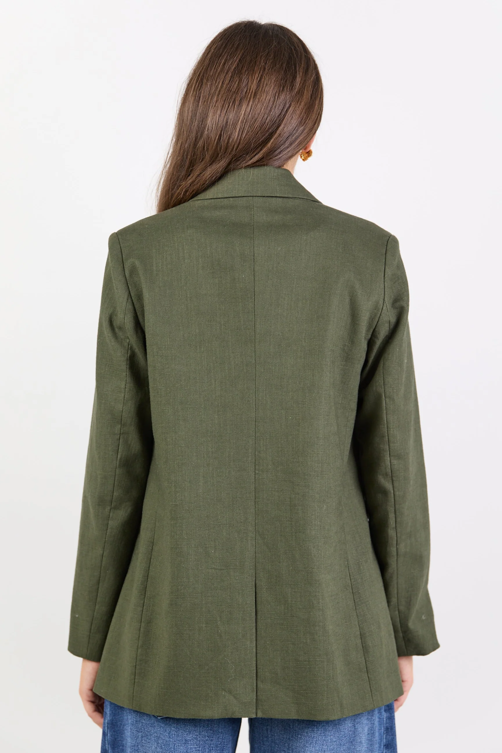 Dock Khaki Ramie Rolled Sleeve Blazer - Image 5