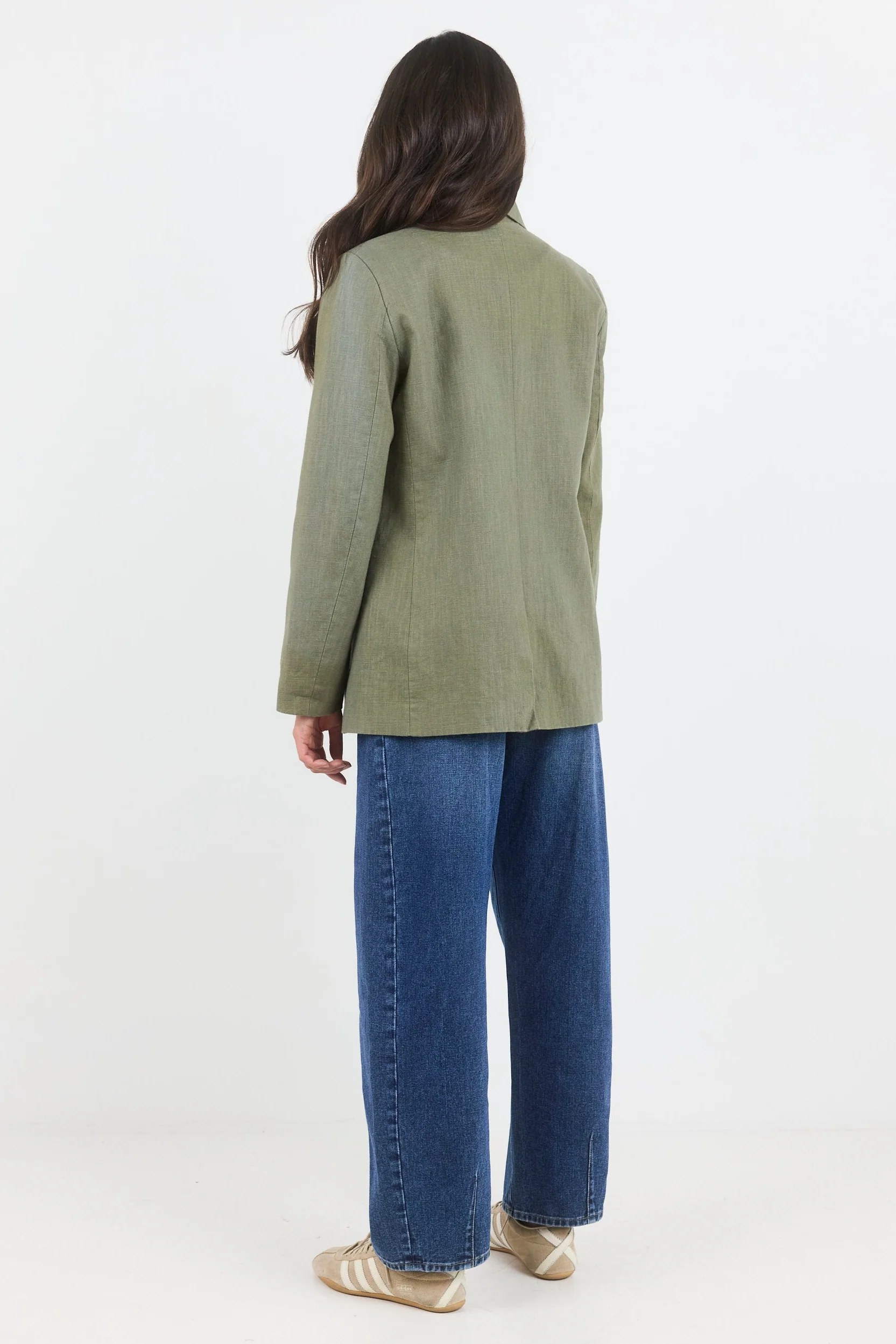 Dock Soft Khaki Ramie Rolled Sleeve Blazer - Image 5