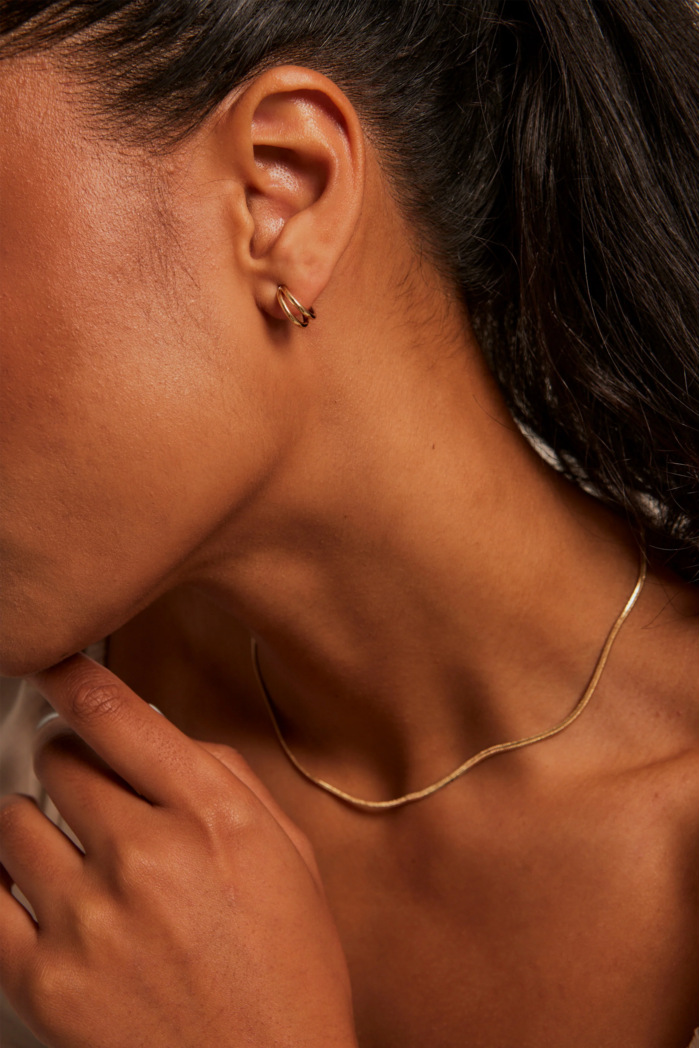 Double Loop Gold Earrings - Image 2