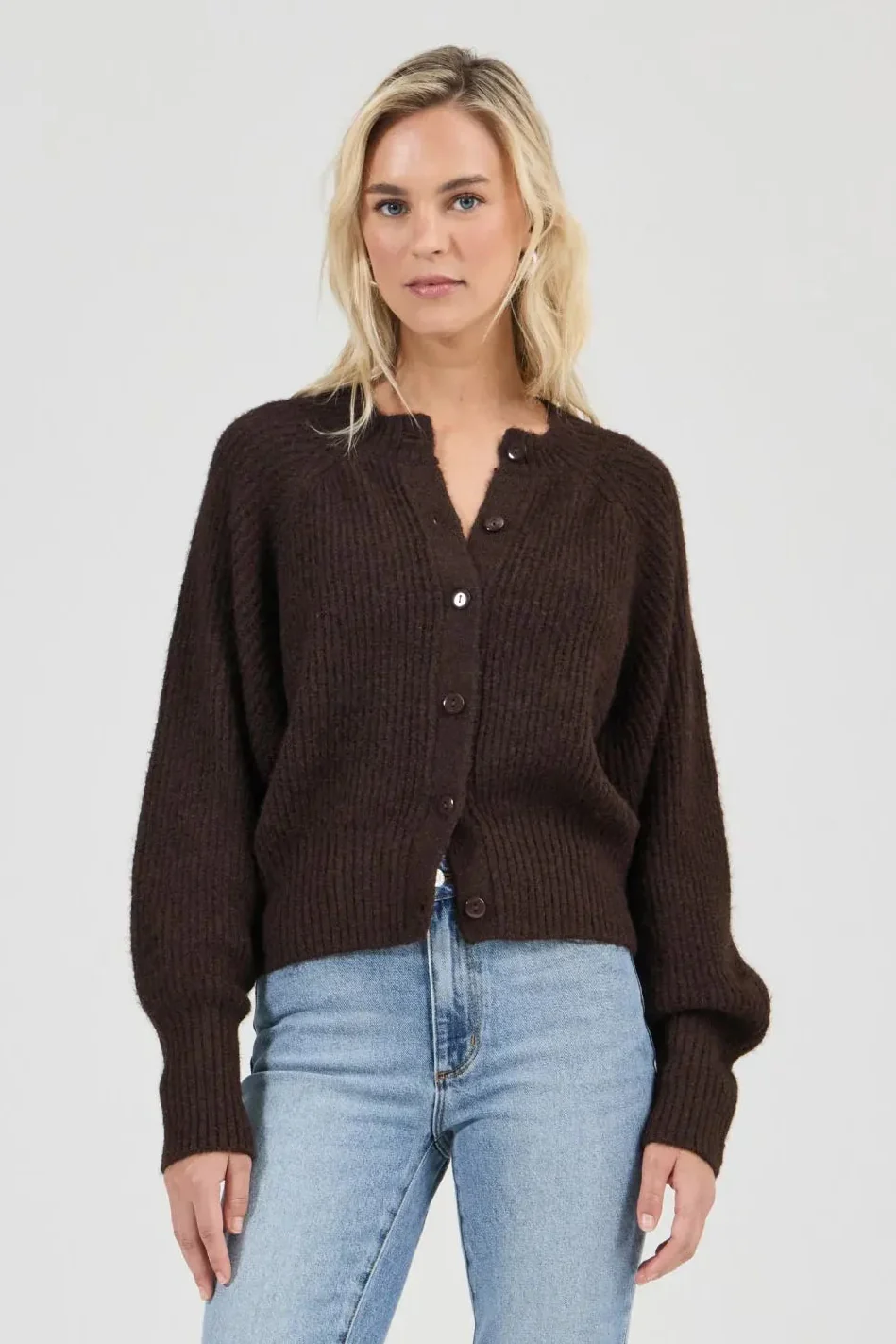 Duchess Chocolate Wool Blend Cardigan - Image 2
