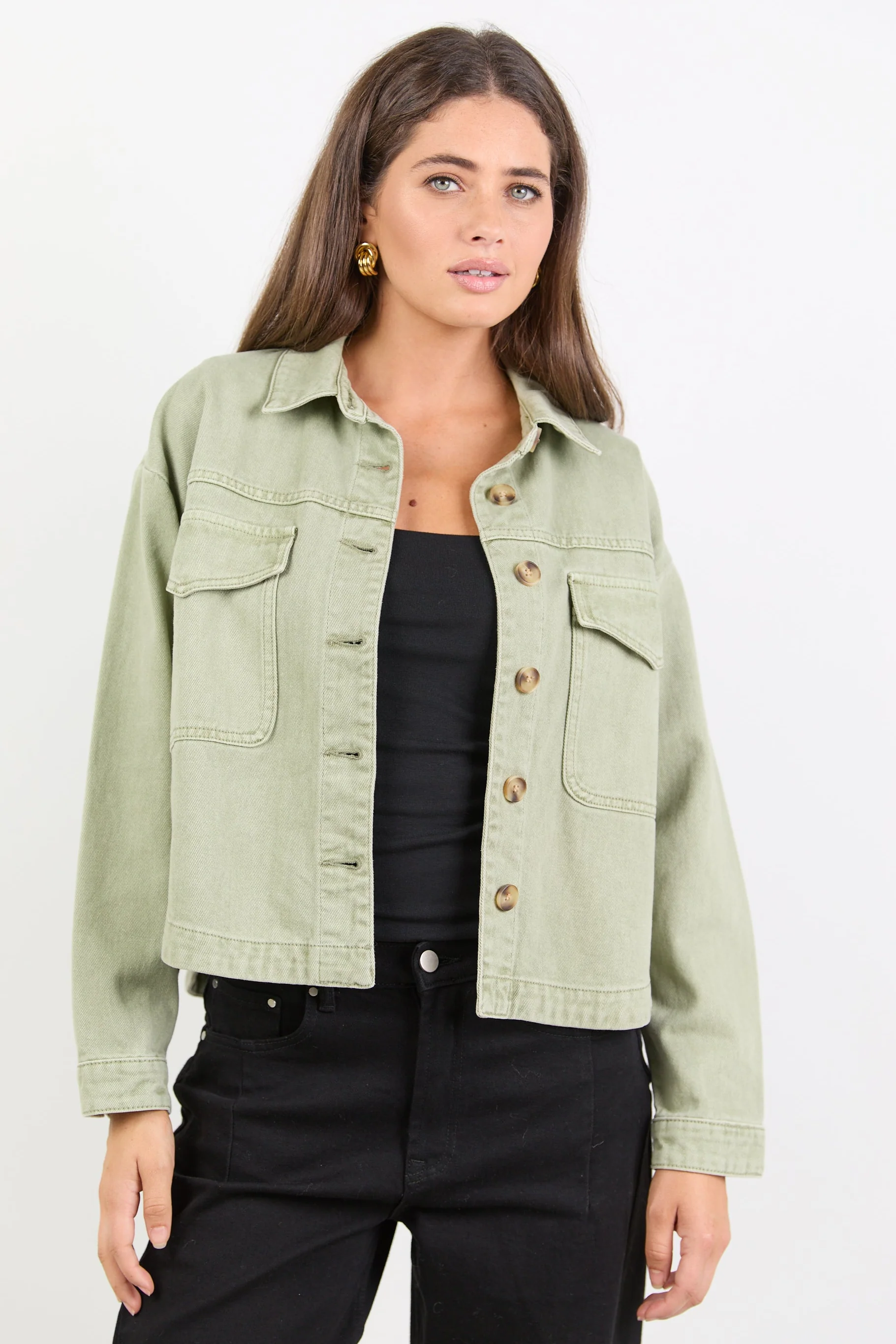Echo Khaki Patch Pocket Denim Jacket