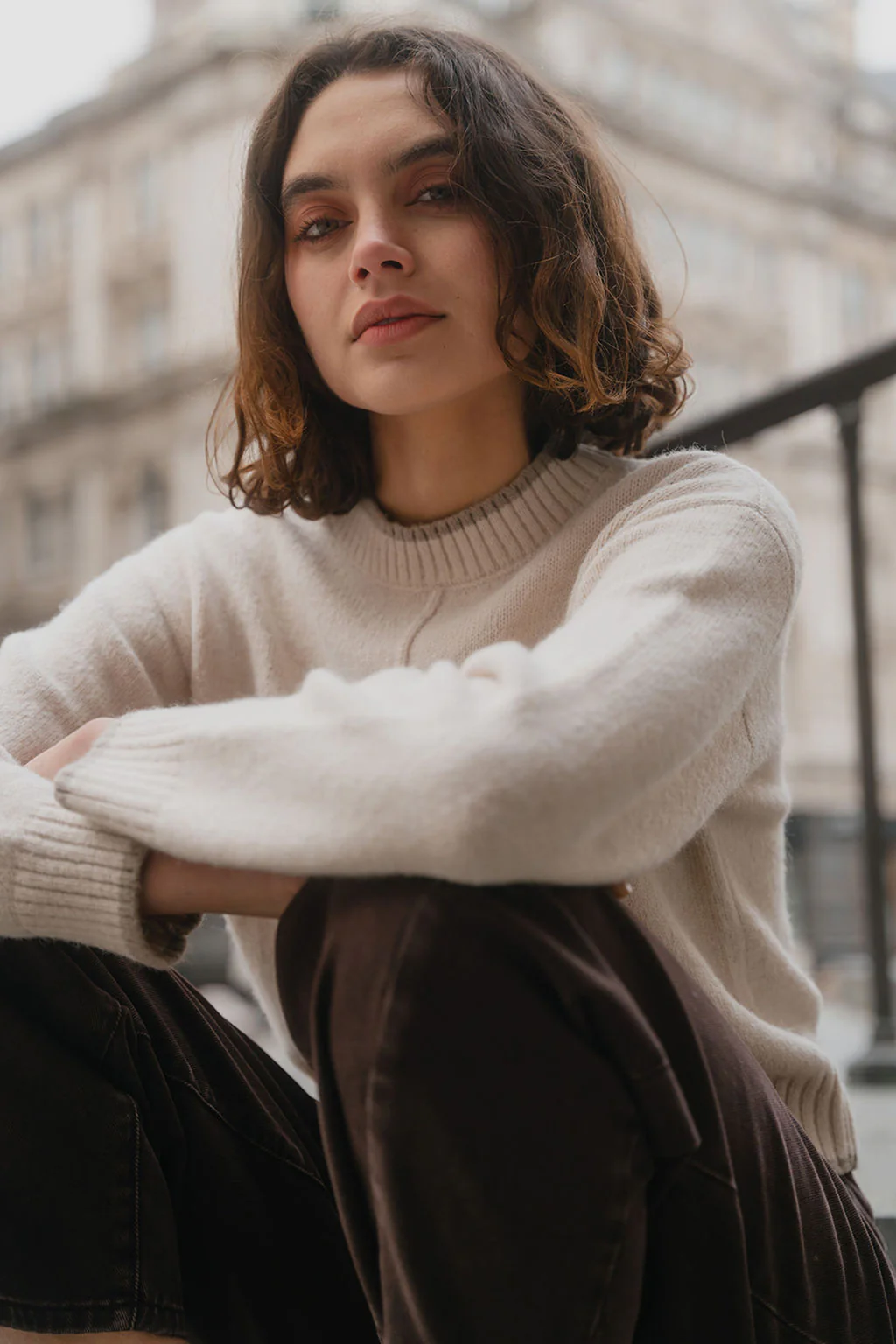 Edge Ivory Mock Neck Contrast Trim Jumper - Image 4