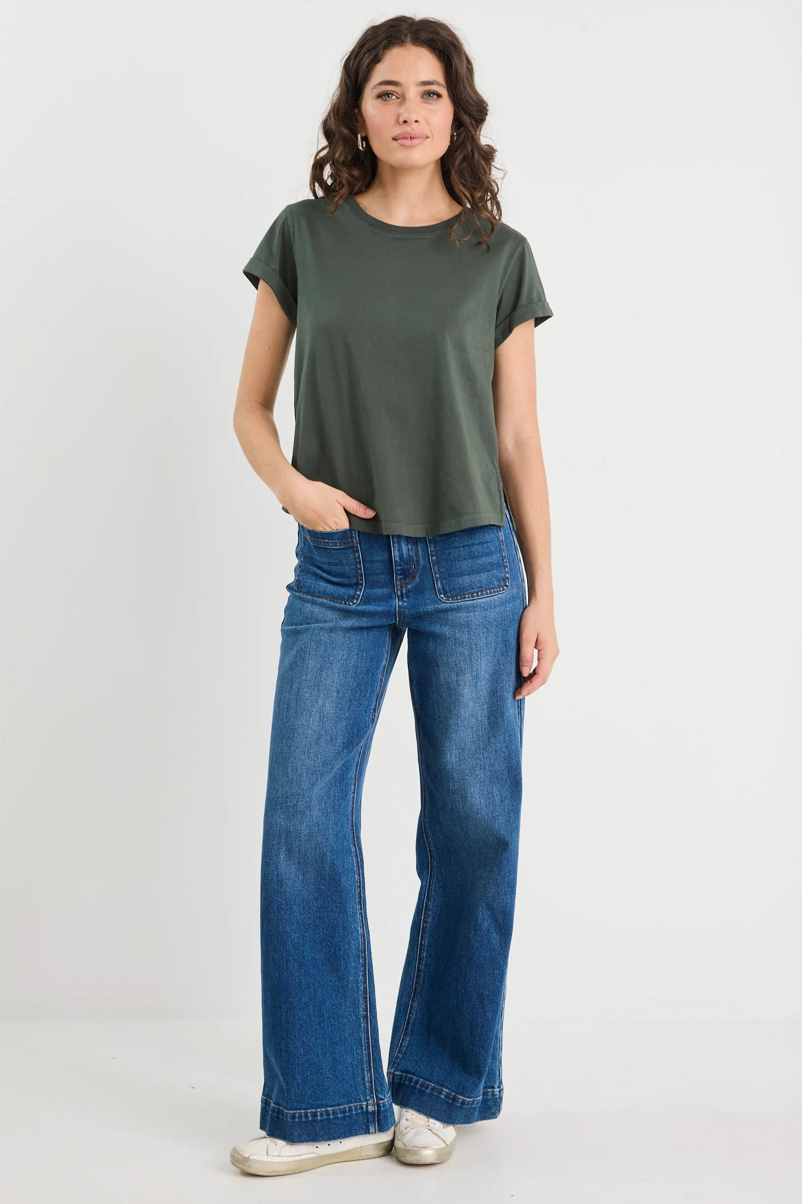 Editor Khaki Crew Neck Short Sleeved Tee - Image 3