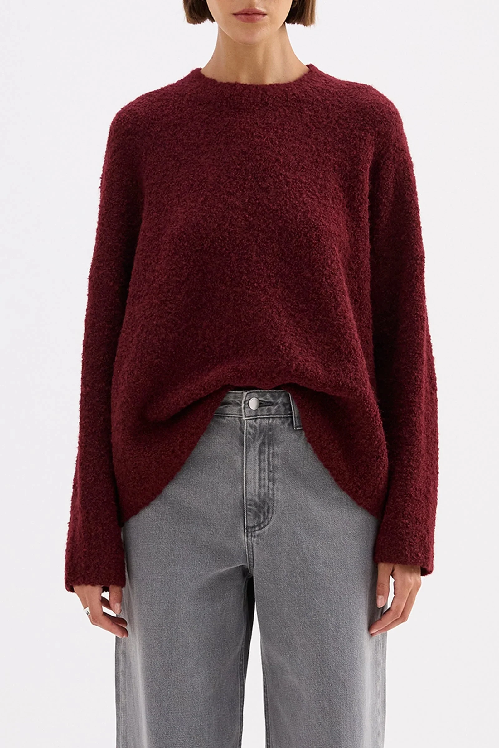 Elias Oxblood Textured Wool Blend Knit - Image 2