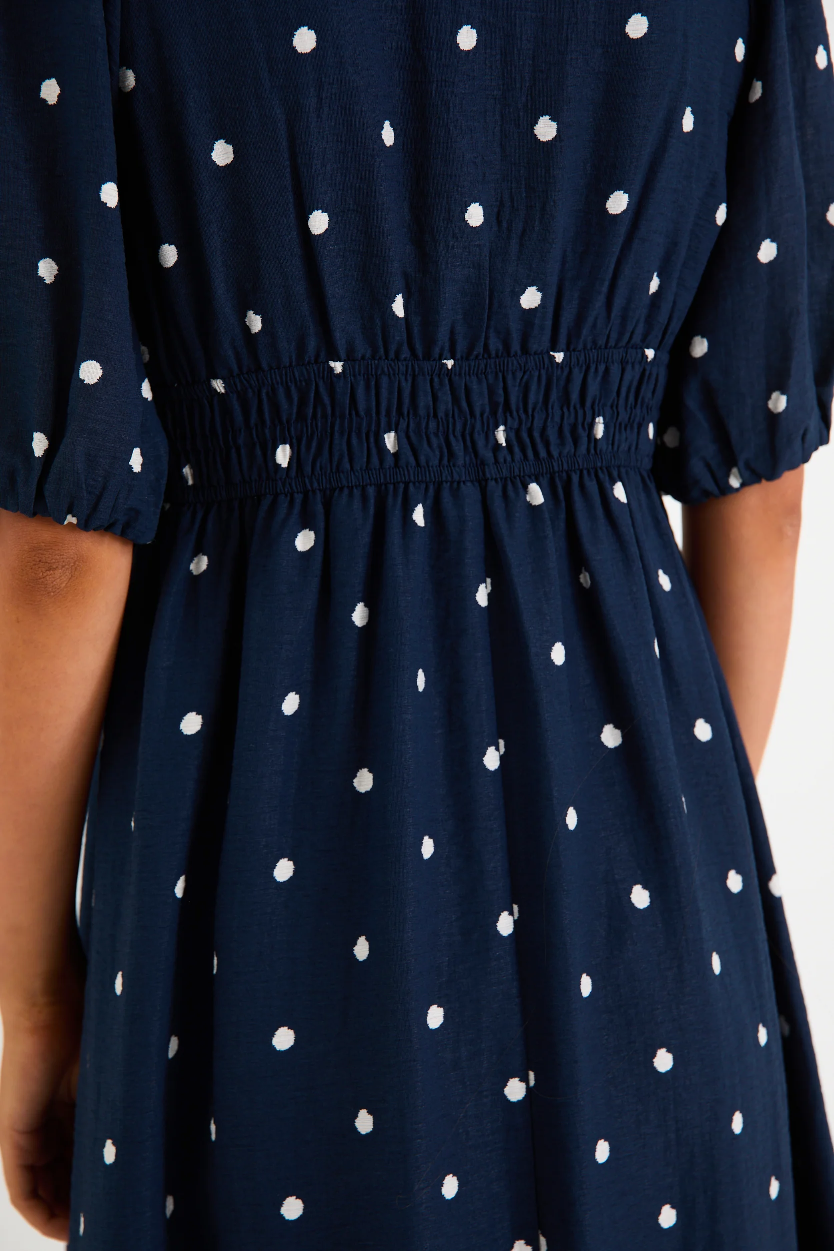Eloquent Navy Polka Dot Puff Sleeve Maxi Dress - Image 6