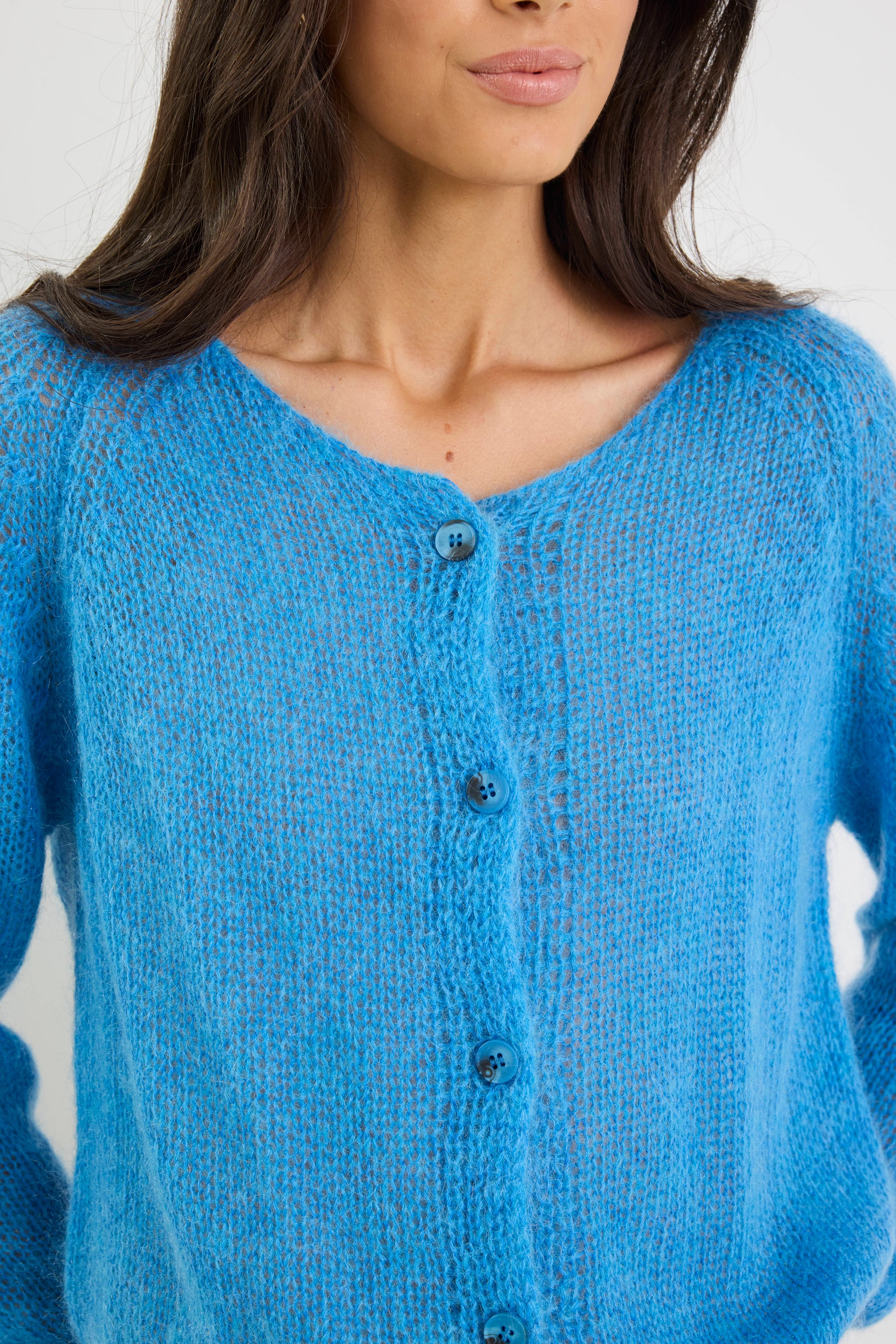 Emmy Cobalt Blue Mohair Cardigan - Image 3