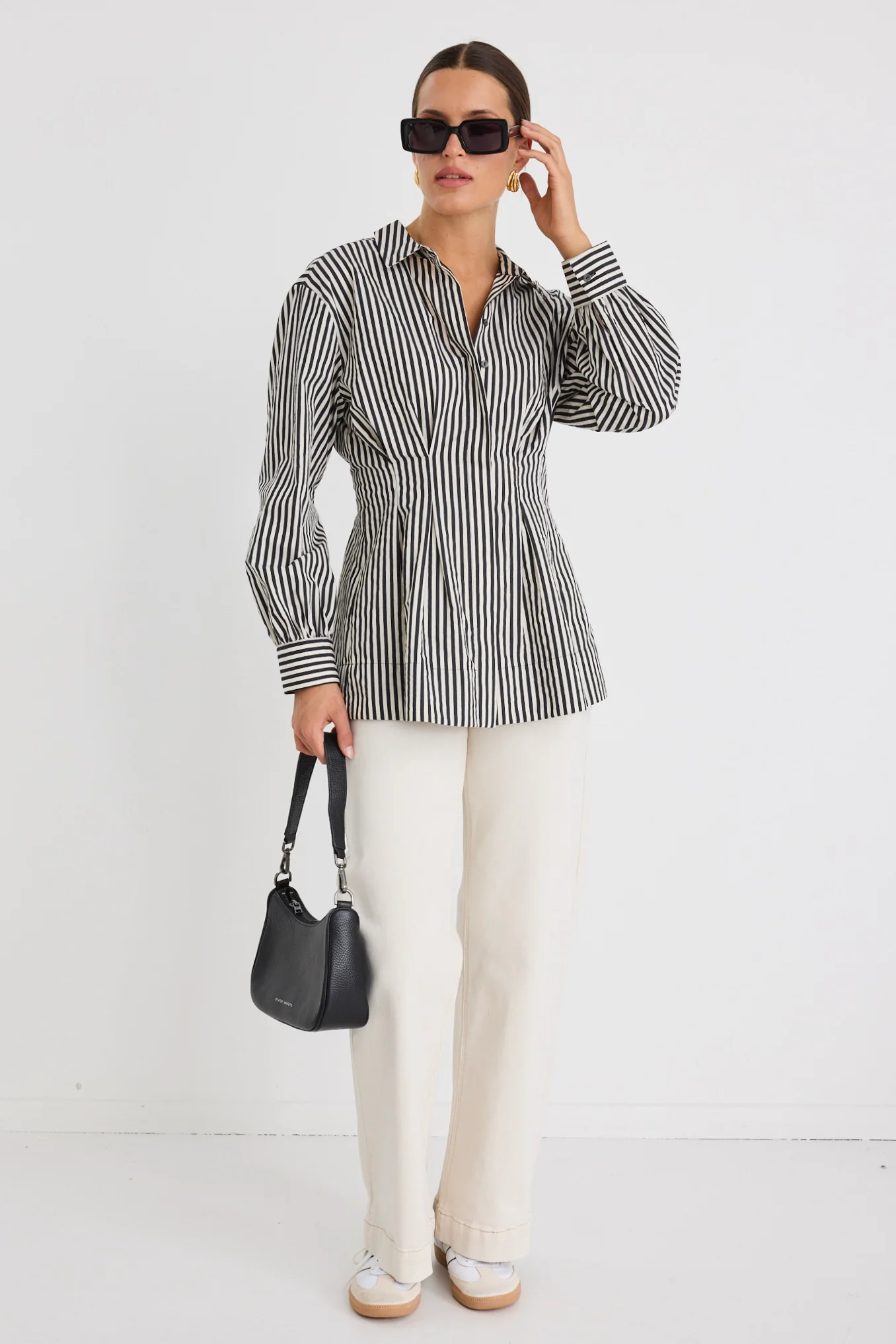Ensured Black Stripe Fitted Corset Shirt - Image 2