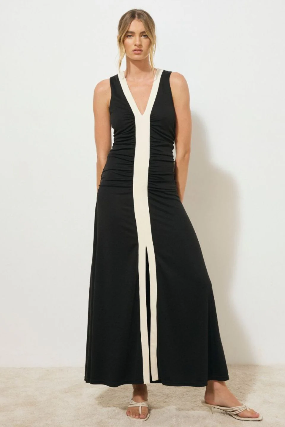 Era Monochrome Jersey Knit Sleeveless Midi Dress