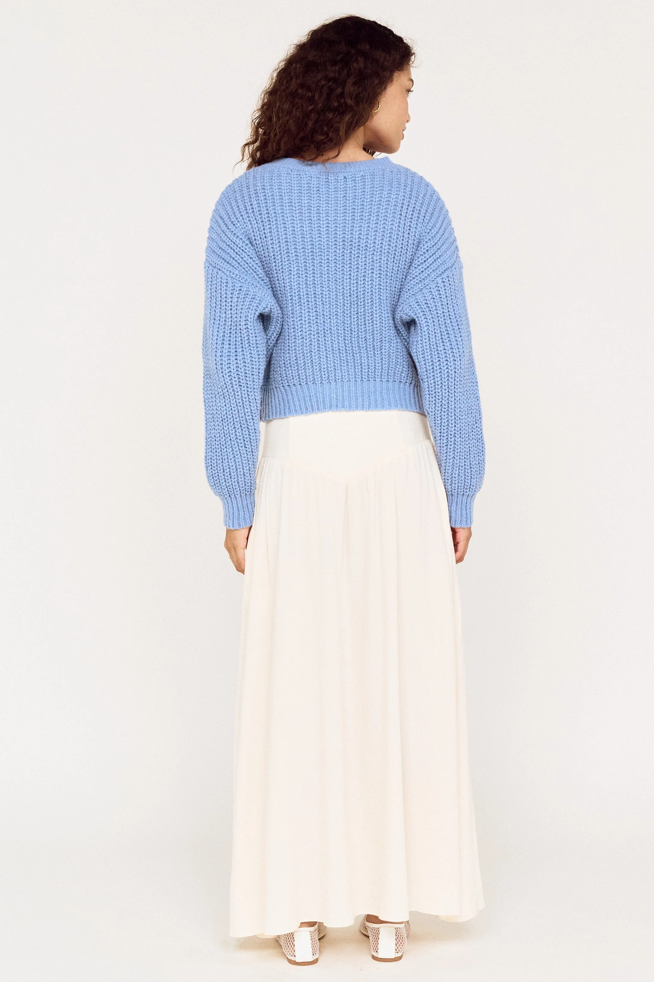 Esme Bluebell Silver Button Chunky Knit Cardi - Image 4
