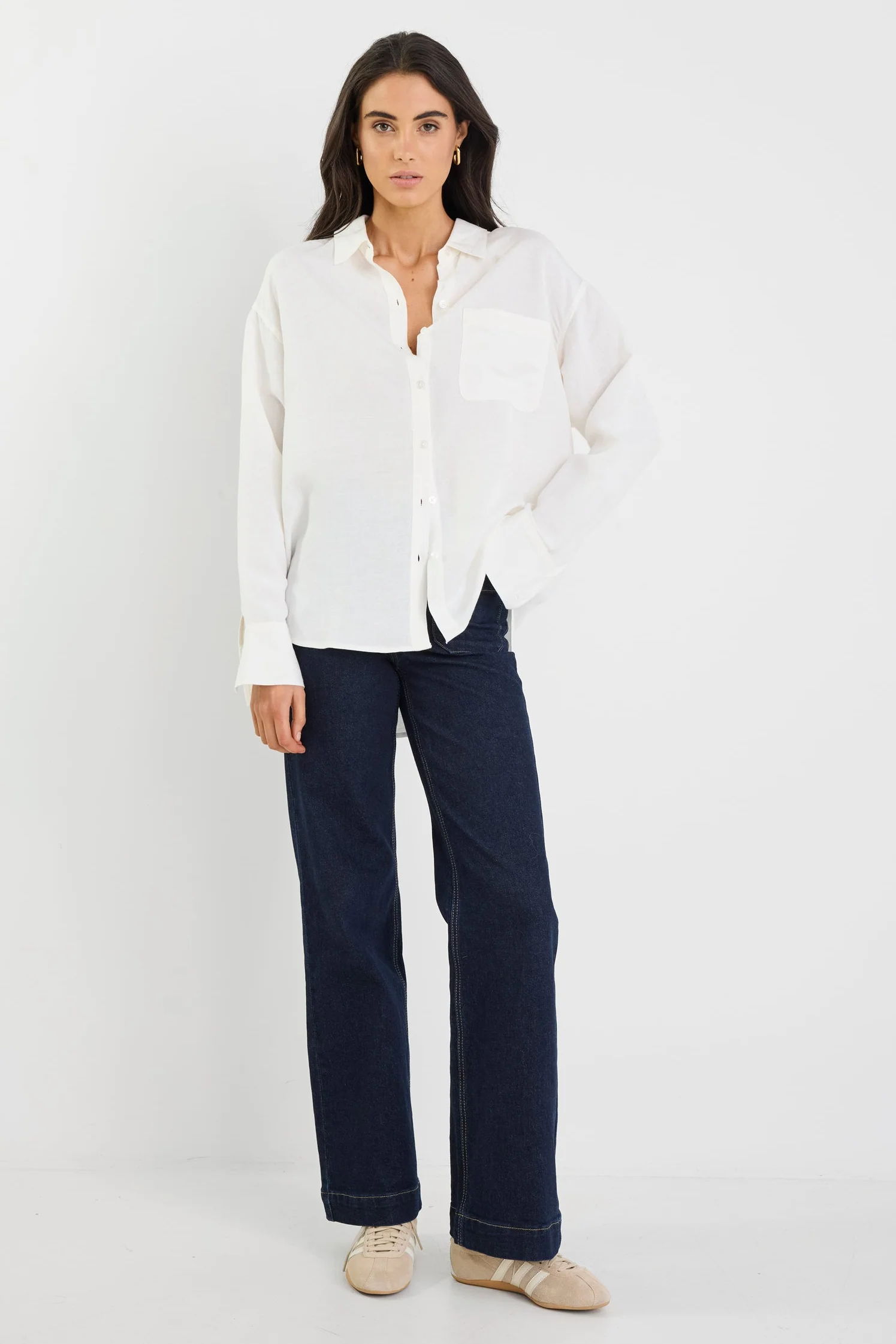 Exalted Ivory Linen Viscose Oversized Shirt