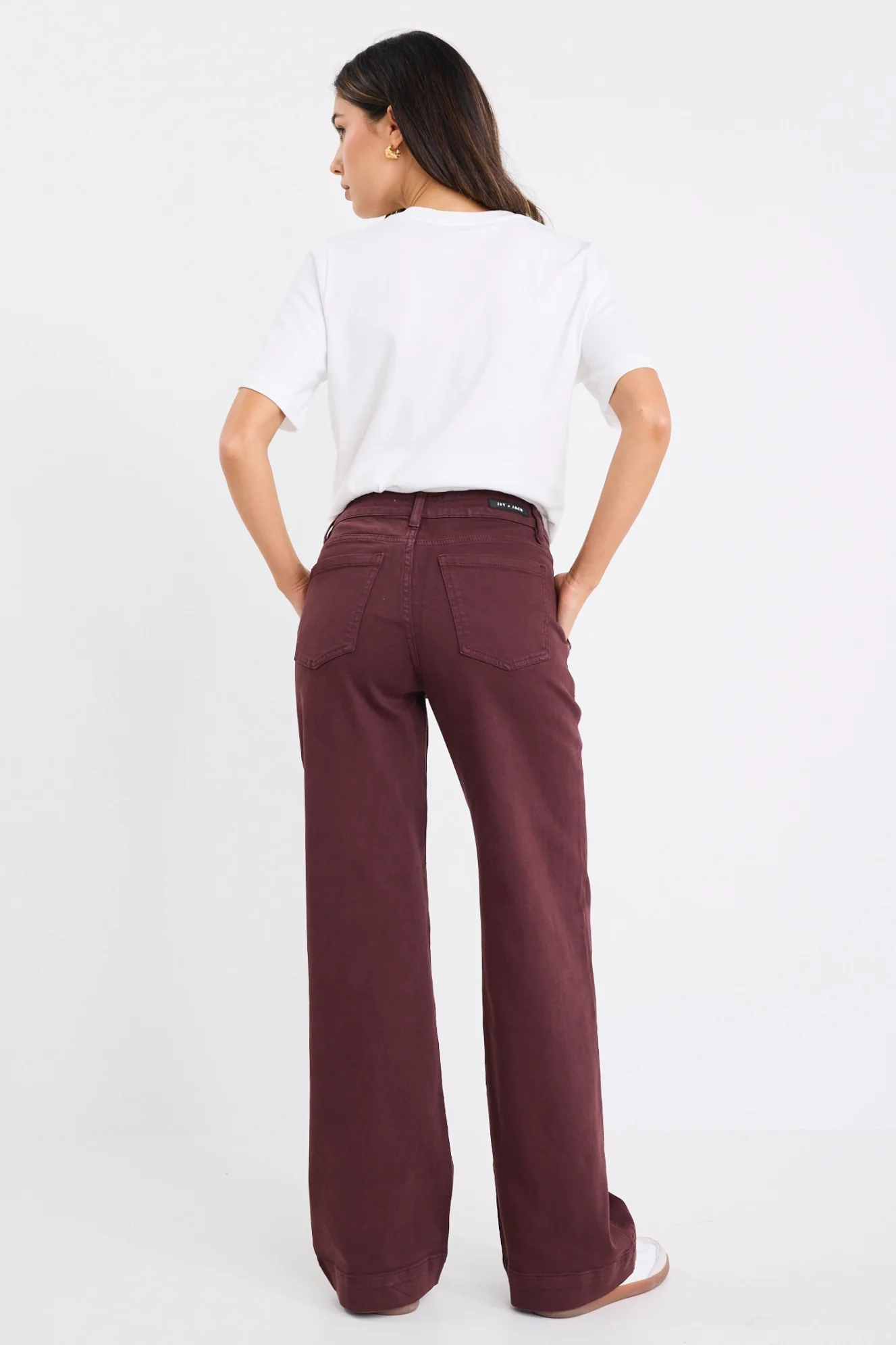 Feature Eggplant Mid Rise Front Pocket Wide Leg Jean - Image 4