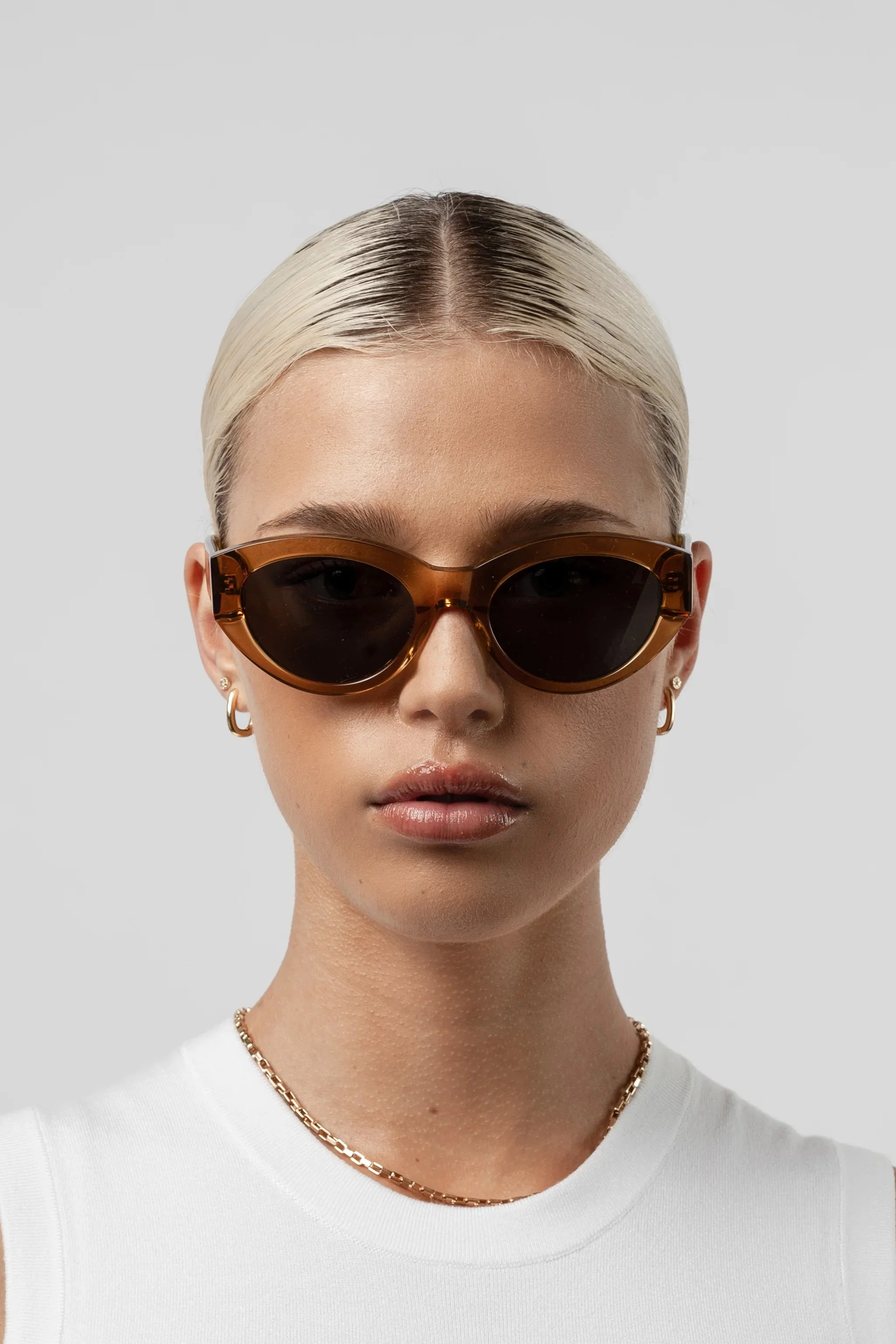 Felina Cognac Oval Sunglasses - Image 2