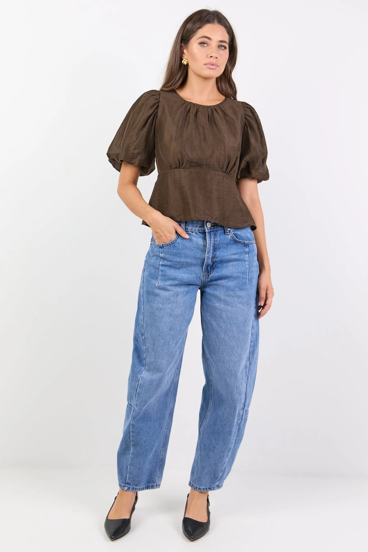 Finali Chocolate Puff Short Sleeve Top - Image 4