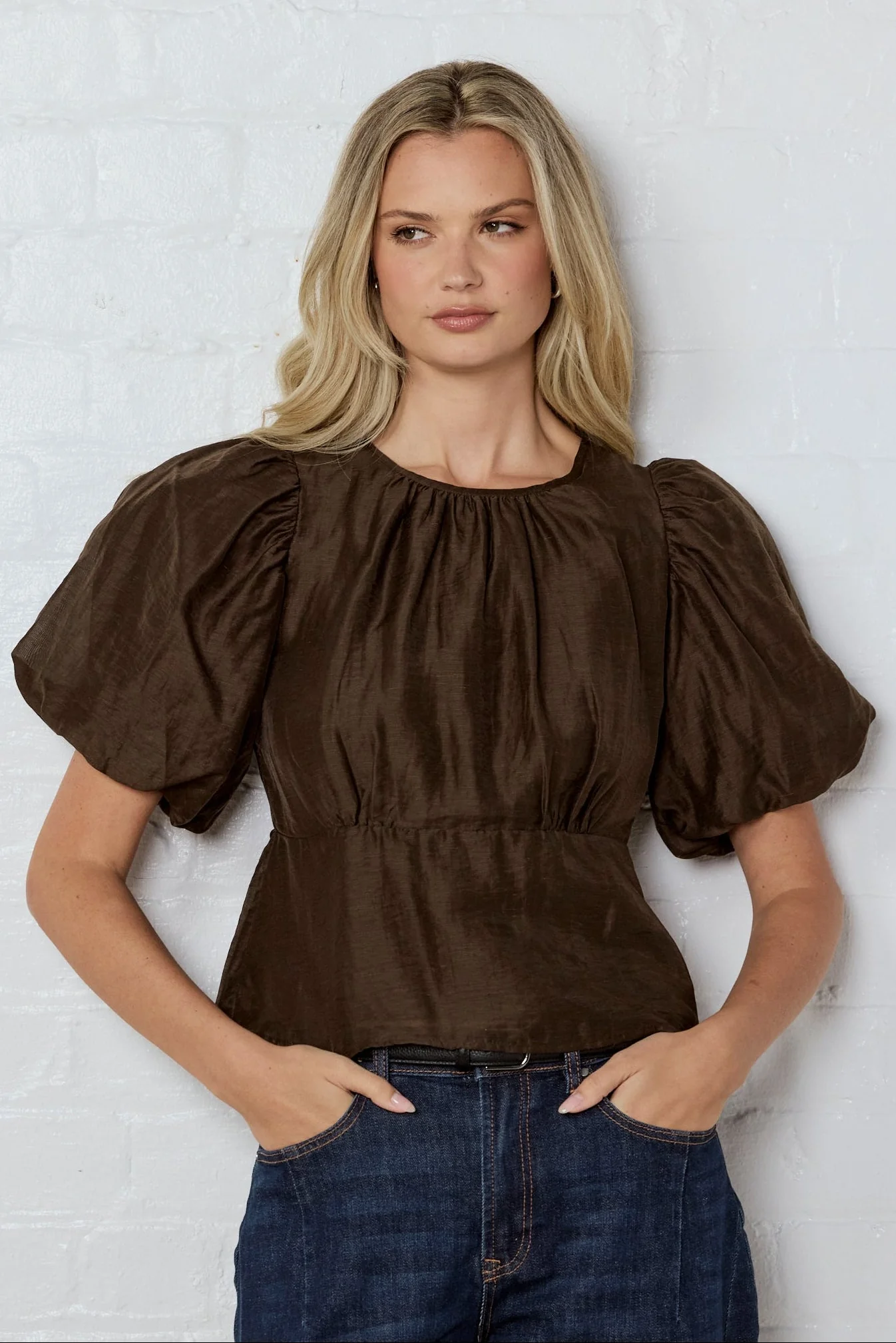 Finali Chocolate Puff Short Sleeve Top - Image 6