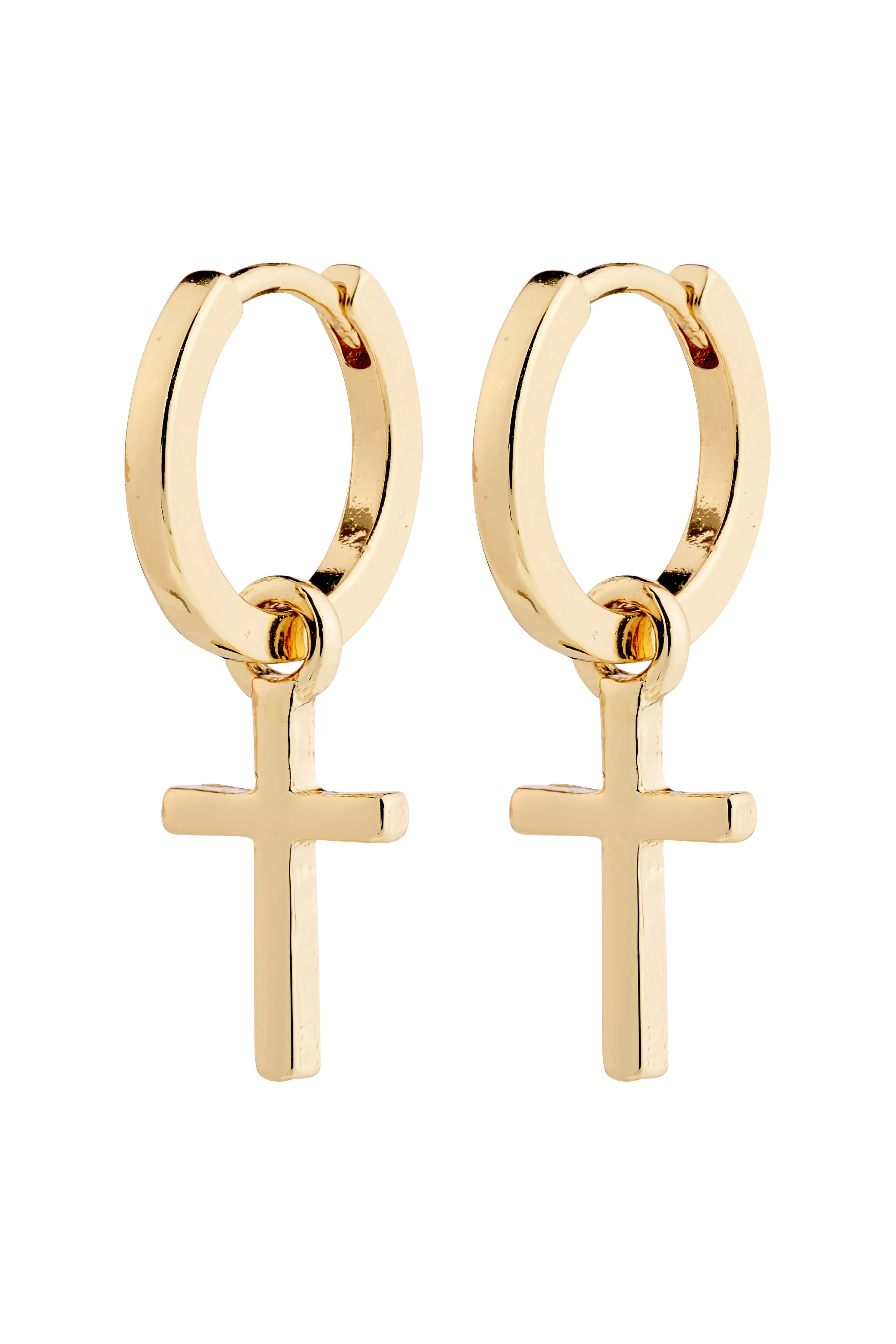 Flynn Recycled Gold Cross Hoop Earrings - Image 2