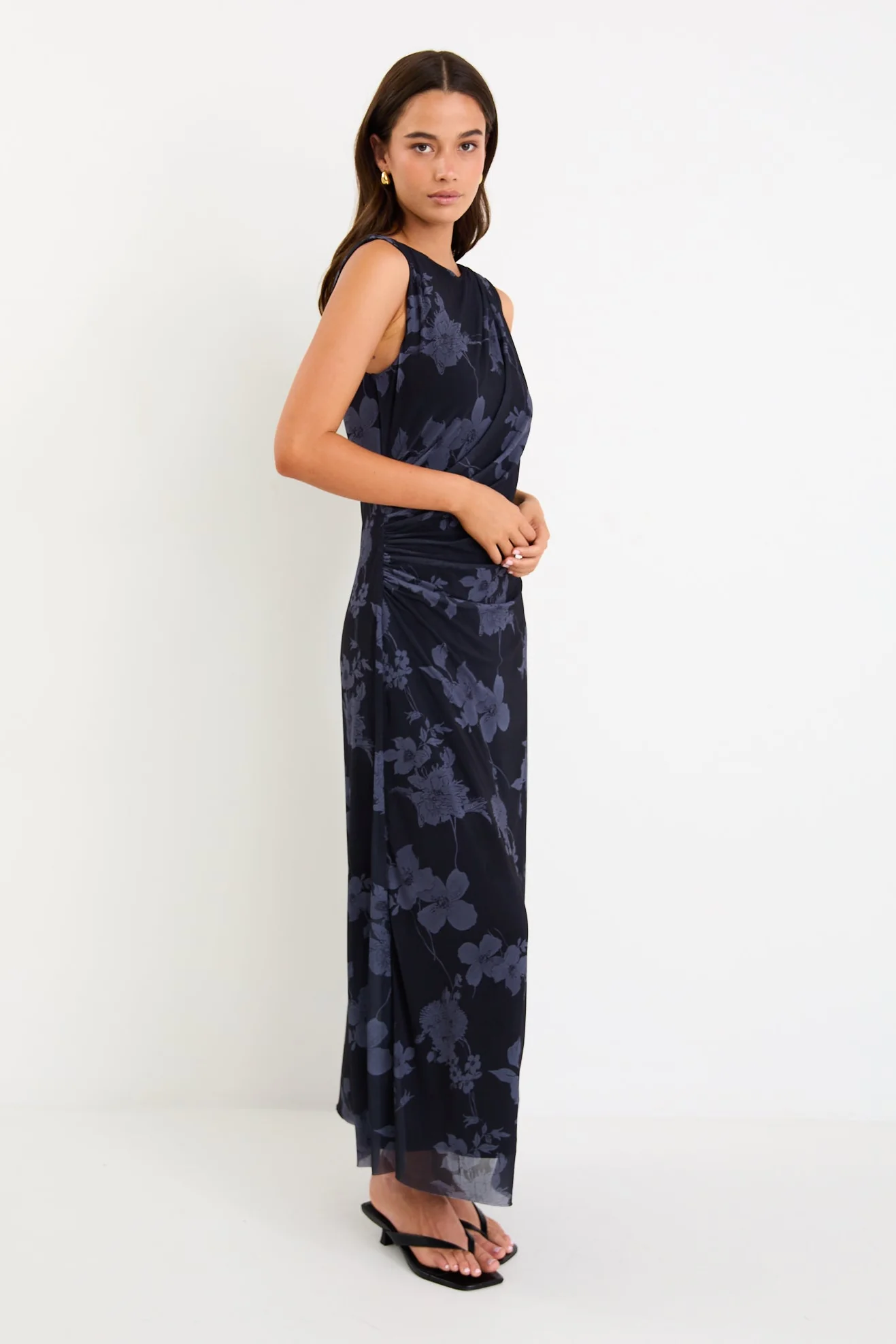 Frame Midnight Floral Mesh Sleeveless Maxi Dress - Image 5