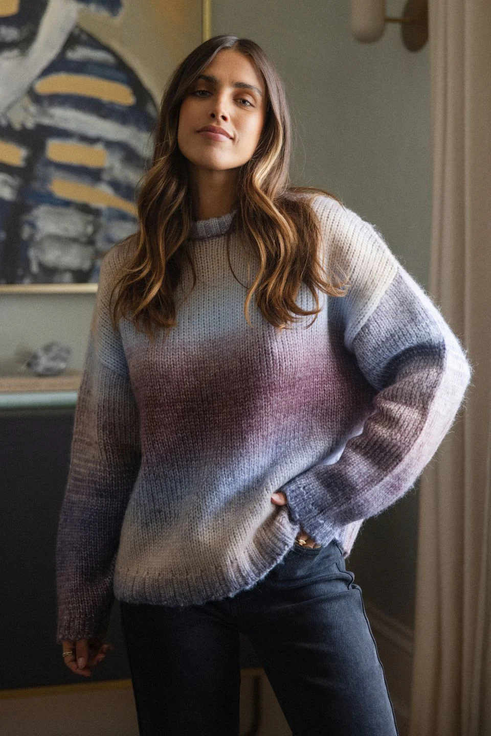Fray Lilac Multi Gradient Wool Blend Knit