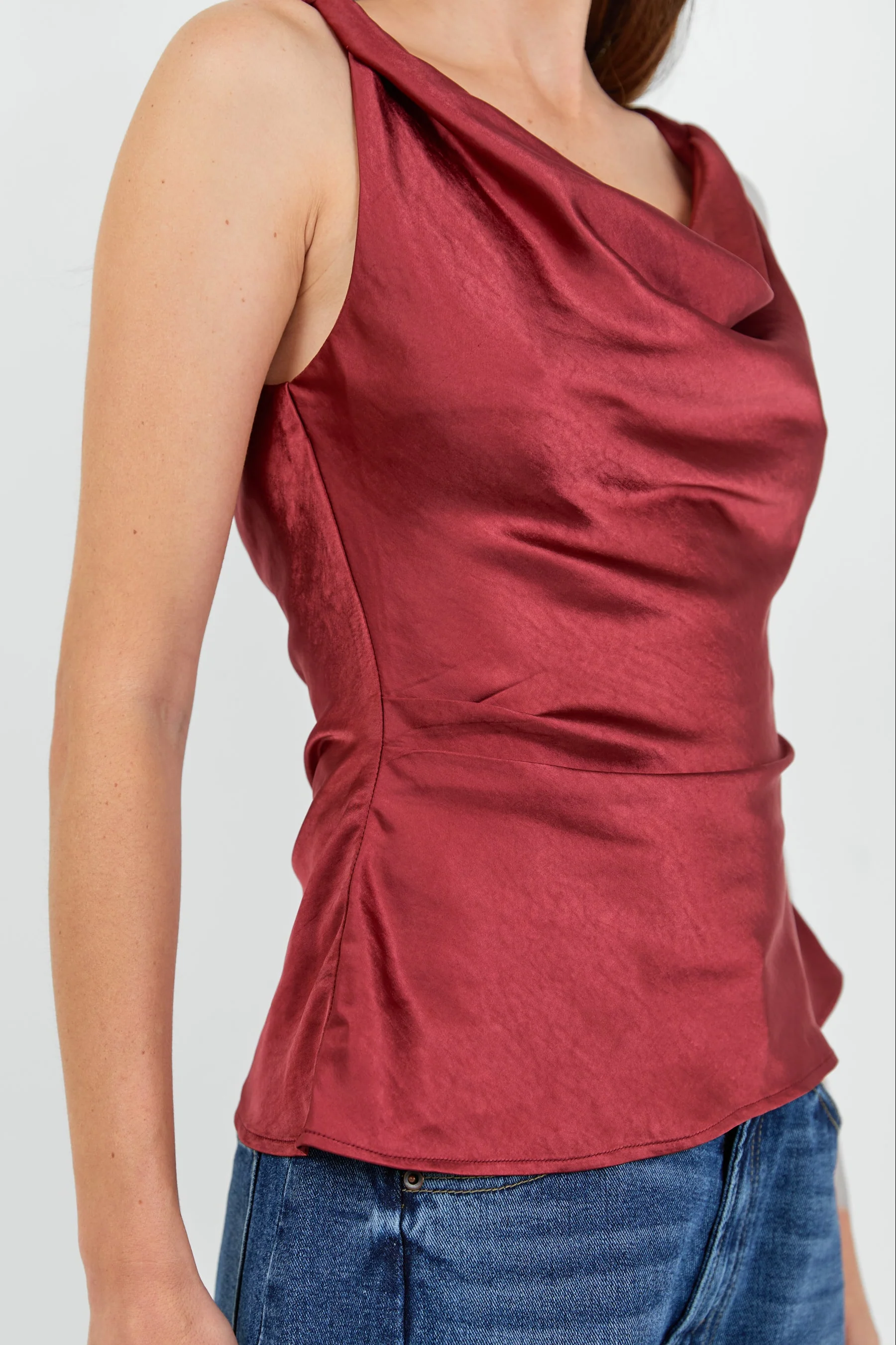 Fruitful Paprika Satin Tie Back Bias Slip Top - Image 3