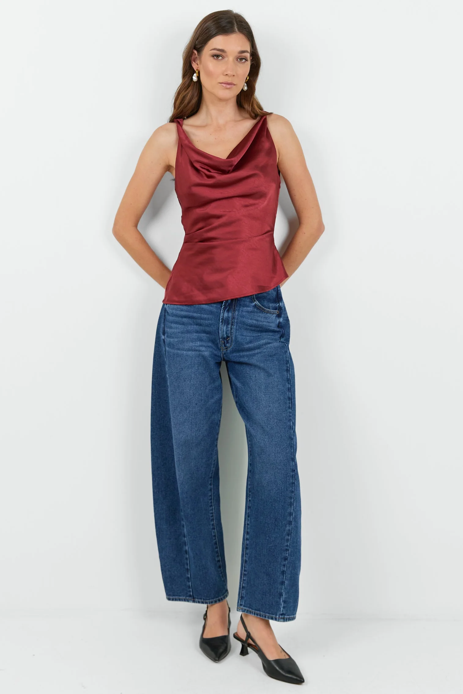 Fruitful Paprika Satin Tie Back Bias Slip Top - Image 4