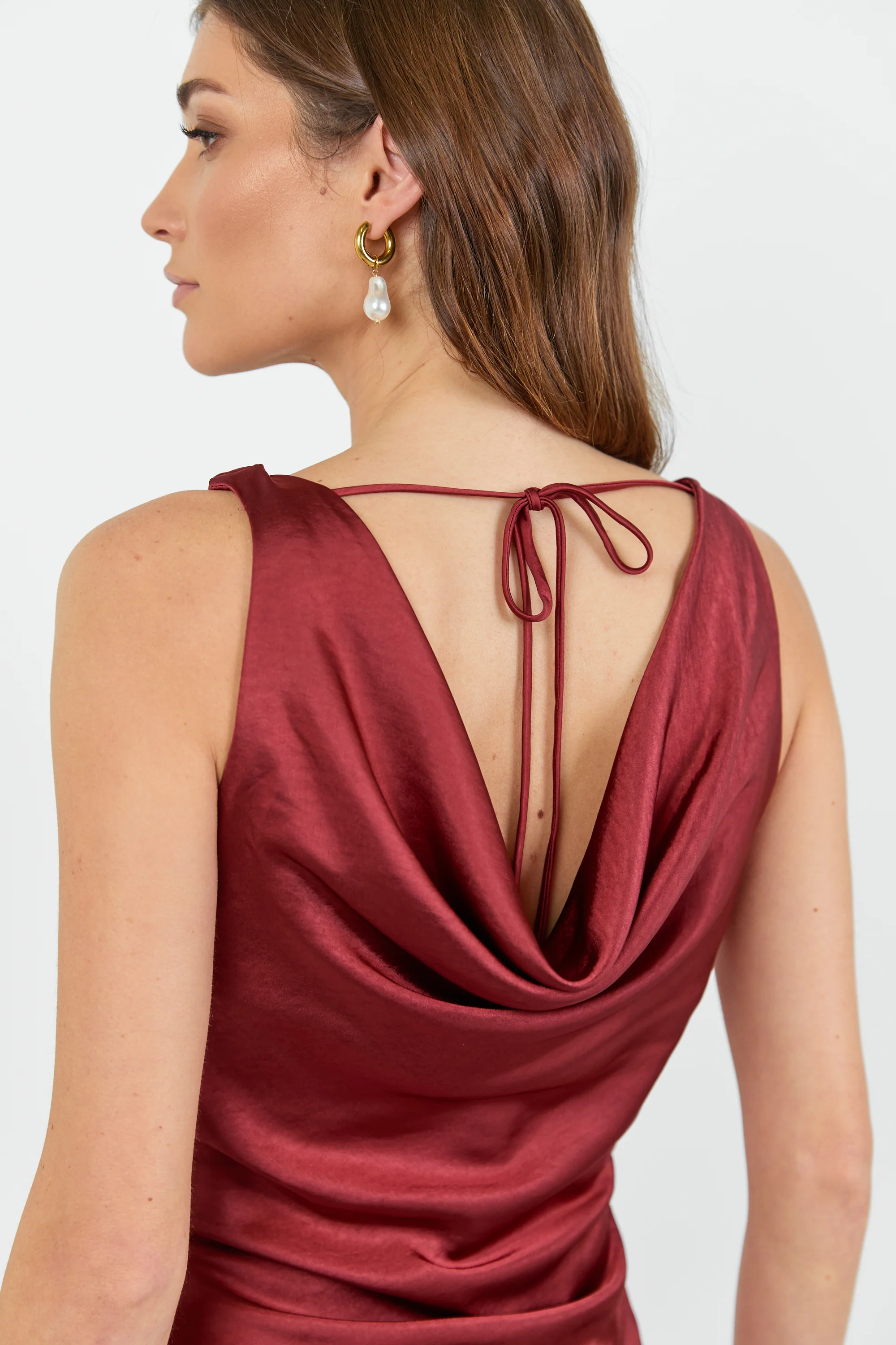 Fruitful Paprika Satin Tie Back Bias Slip Top - Image 5