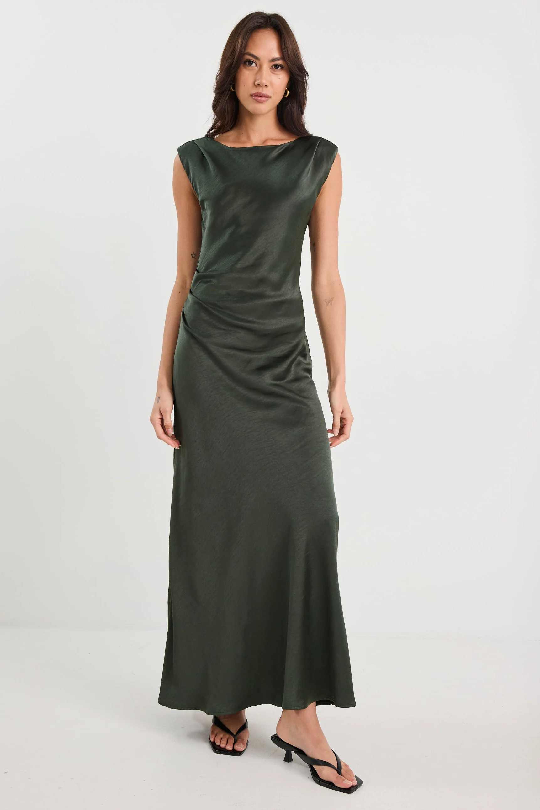 Fruition Forest Satin Bias Sleeveless Maxi Dress - Image 2