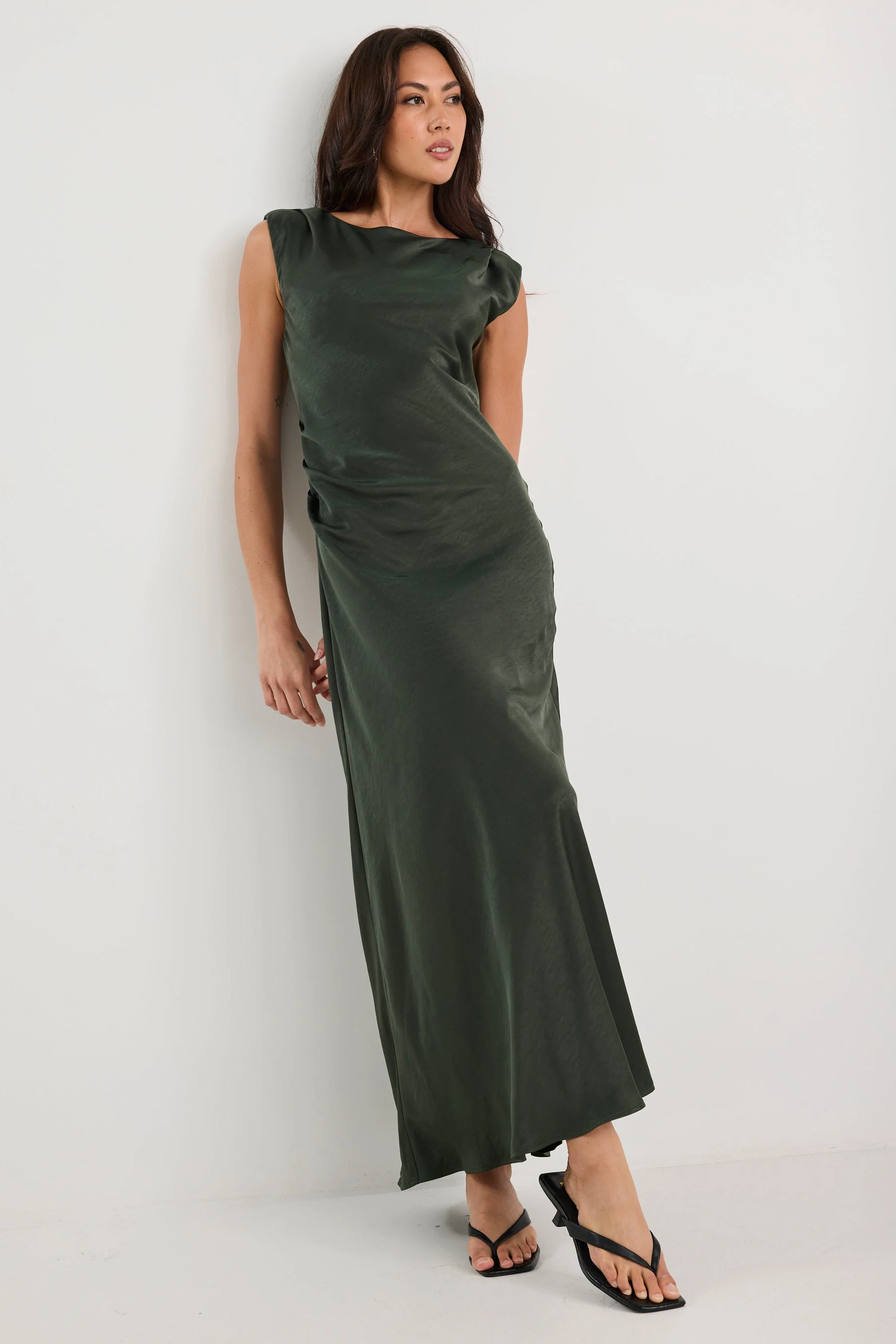 Fruition Forest Satin Bias Sleeveless Maxi Dress - Image 6